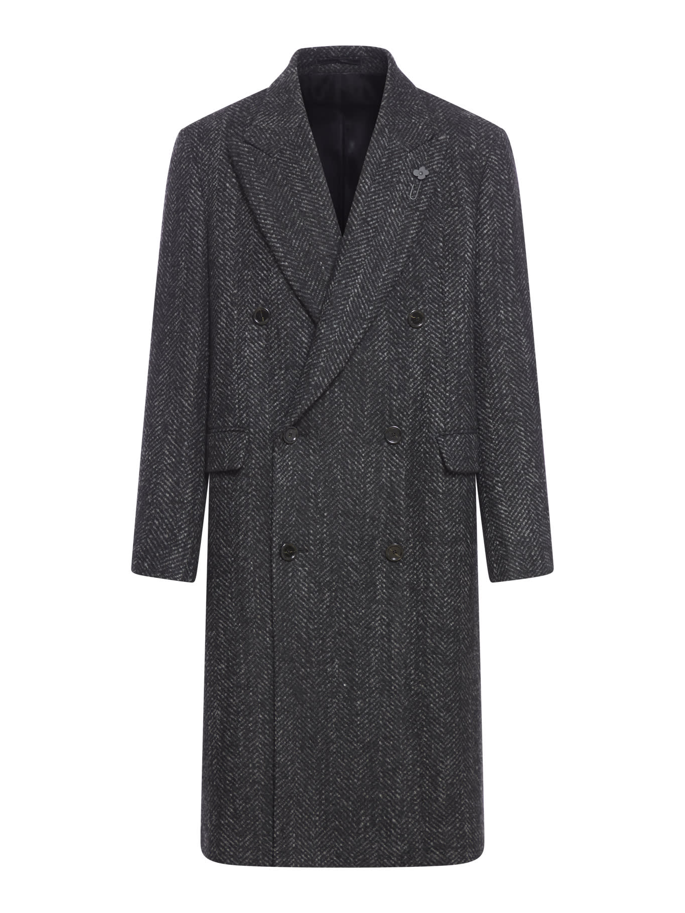 Shop Lardini Coat In Ne Black Grey