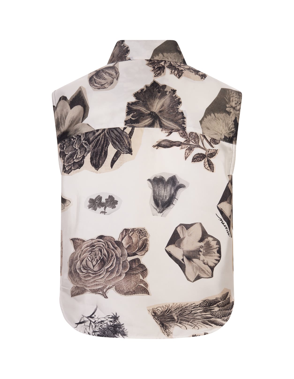 Shop Marni Sleeveless Shirt With Nocturnal Print In White