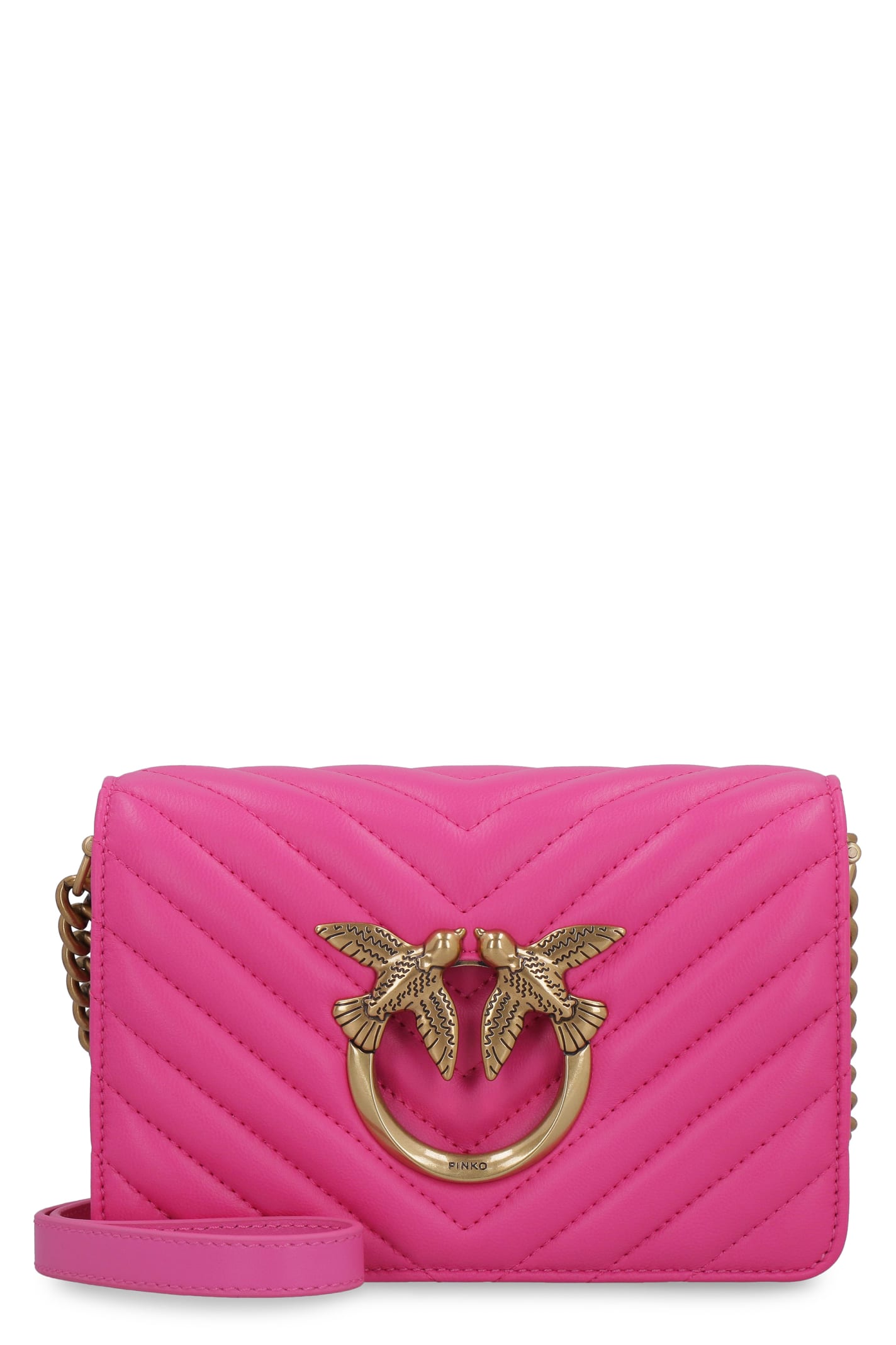 Love Click Mini Quilted Leather Crossbody Bag Pinko
