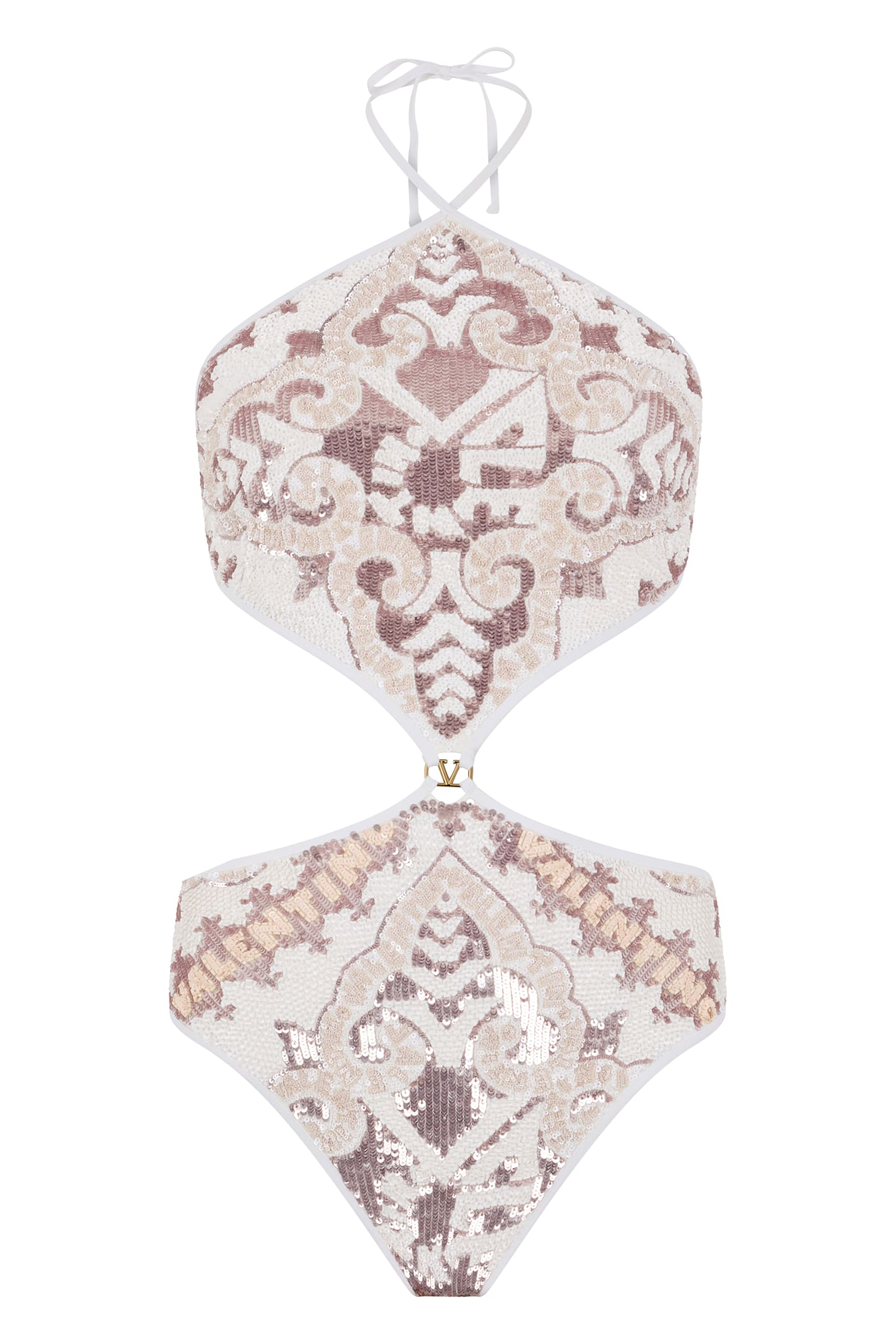 Valentino Garavani Elegant Body With Details In Sequins. In Green