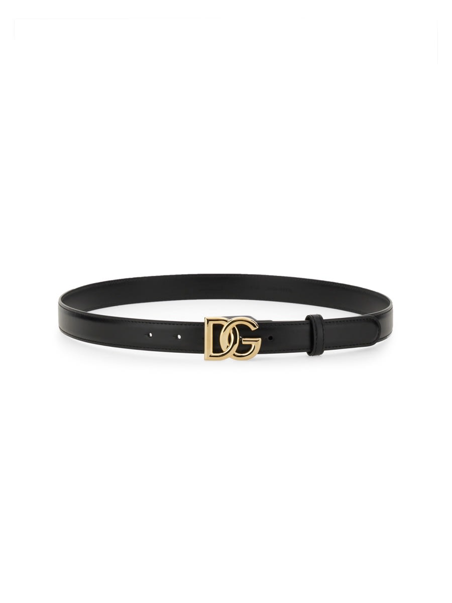 Dolce & Gabbana Cintura Con Fibbia Logo In Black