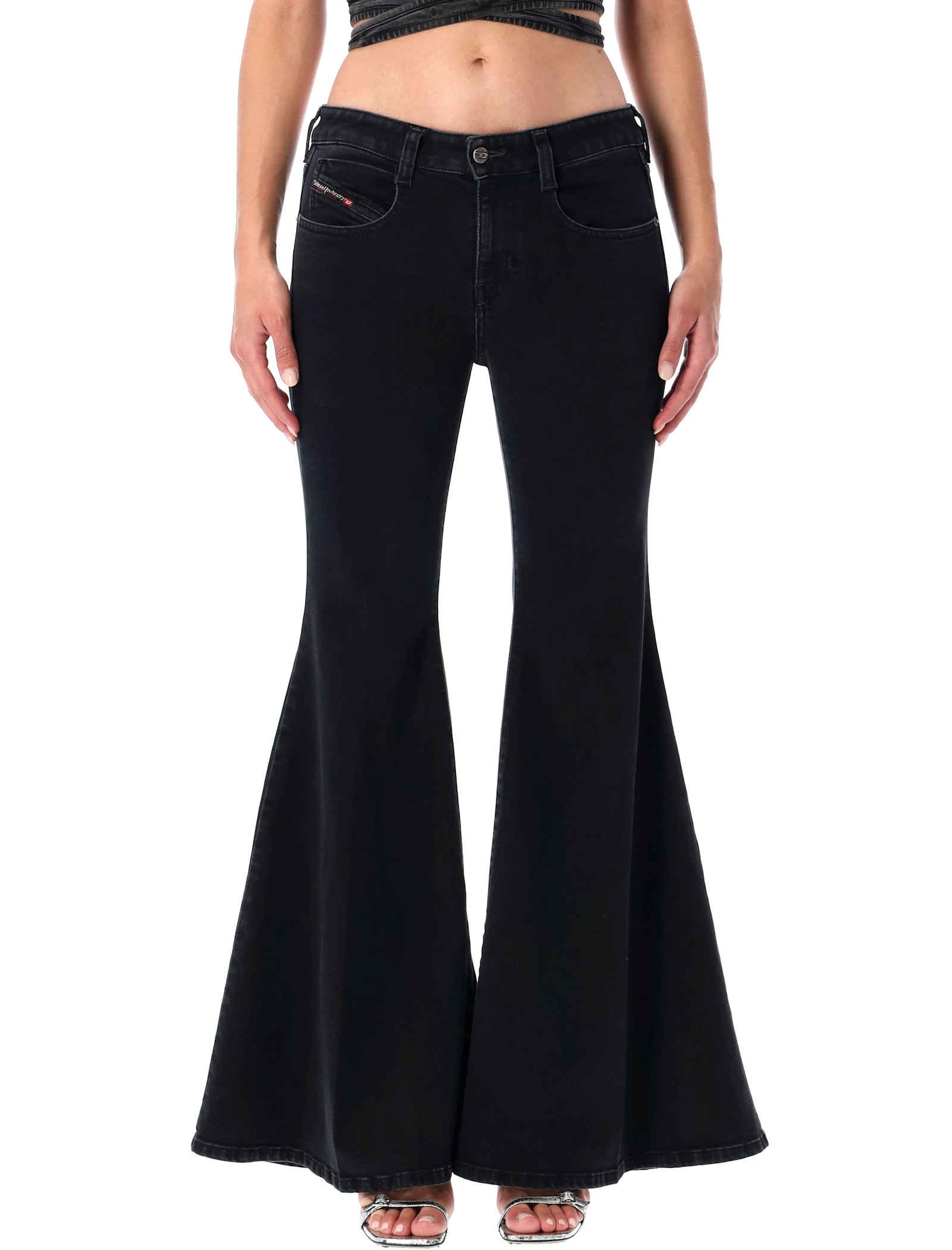 Diesel Black Low-rise Flared Jeans  1970 D-bleess