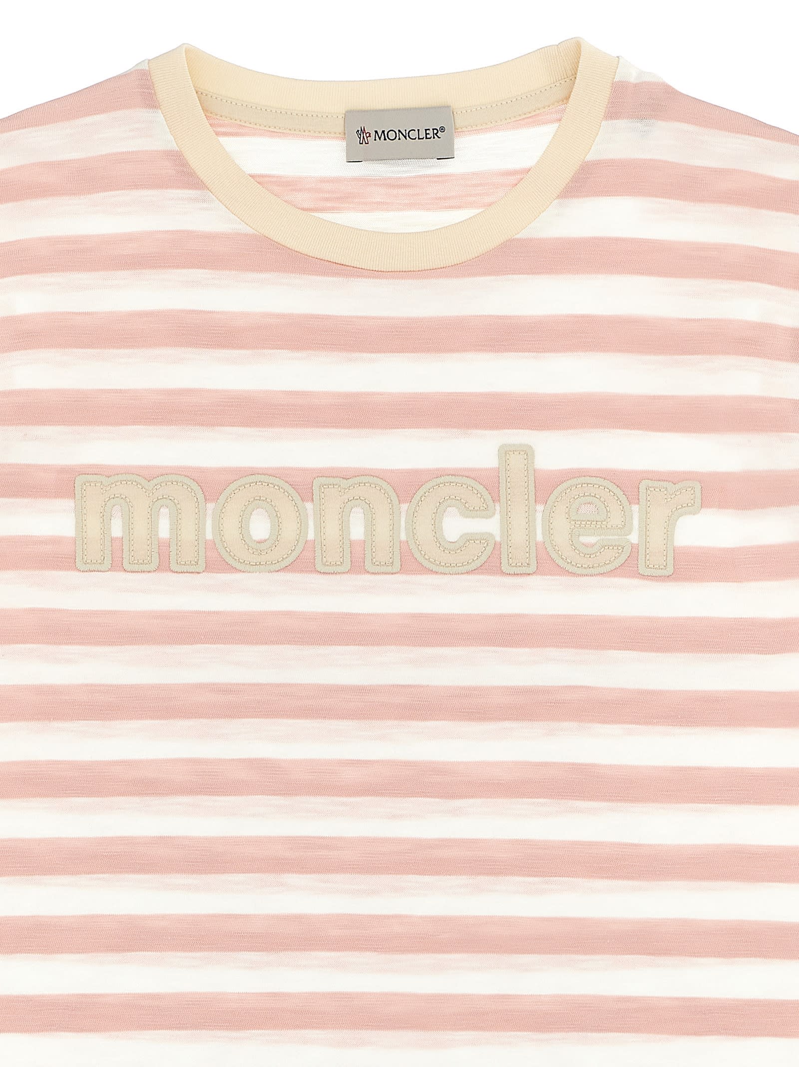 Moncler Striped T-shirt In Pink