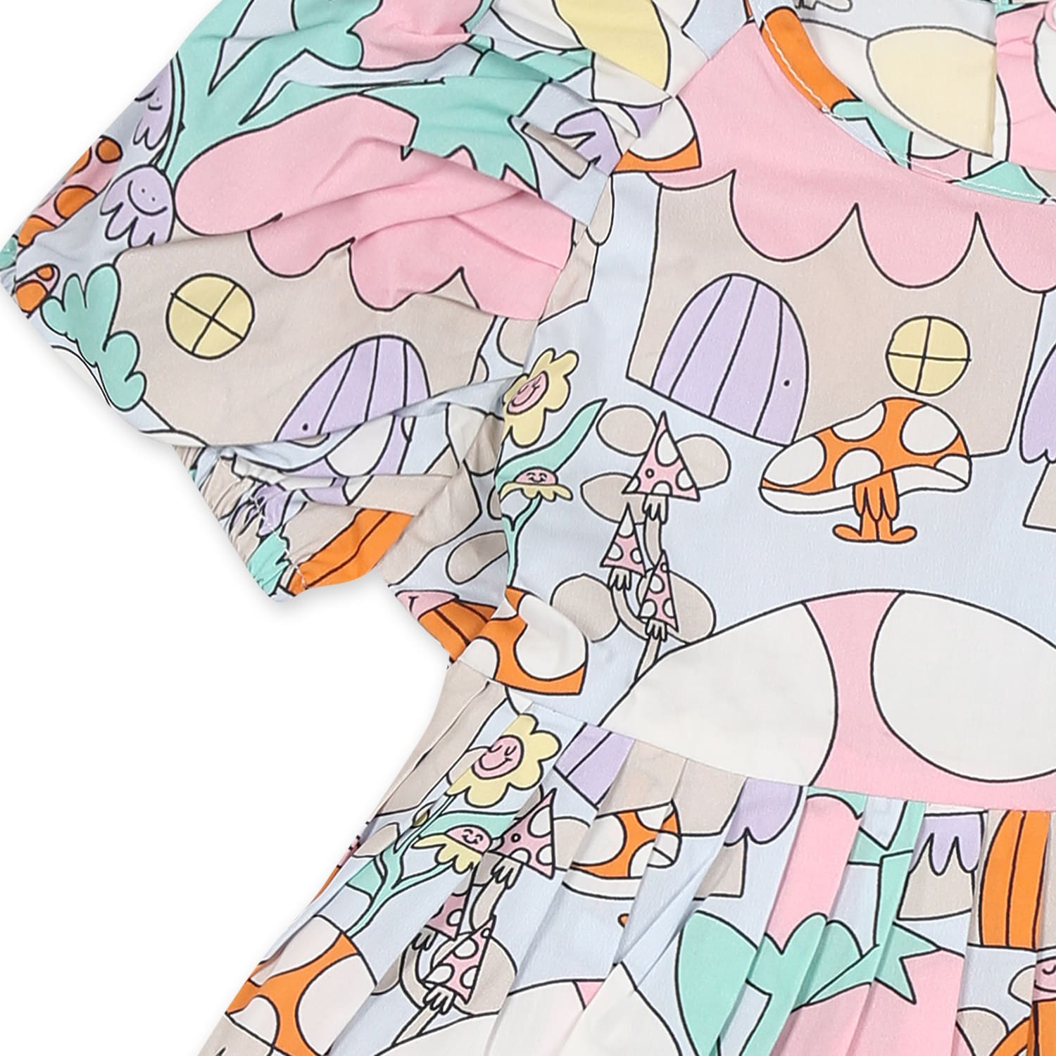 Stella Mccartney Light Blue Dress For Baby Girl With Flowers In Light Blue