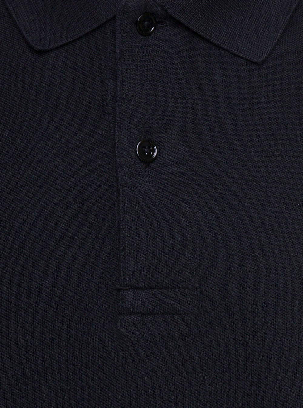 Shop Tom Ford Black Short-sleeves Polo In Cotton Piquet Jersey Man In Nero