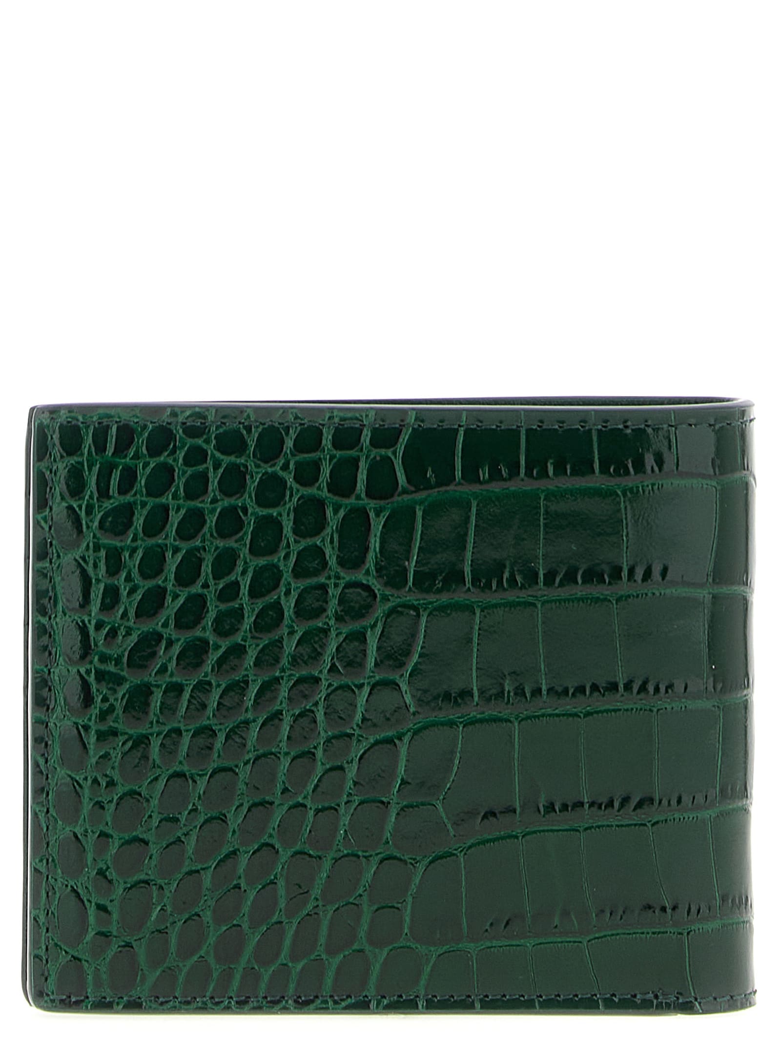 Tom Ford Bi-fold Wallet In Crocodile Leather In Green