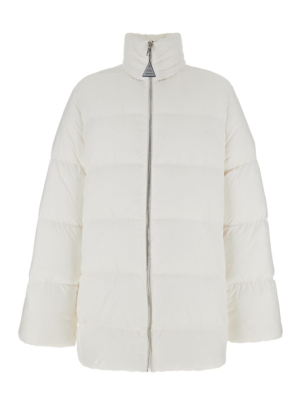 Moncler Genius Cyclopic White Down Jacket With Removable Hood And Logo Patch In Tech Fabric Woman