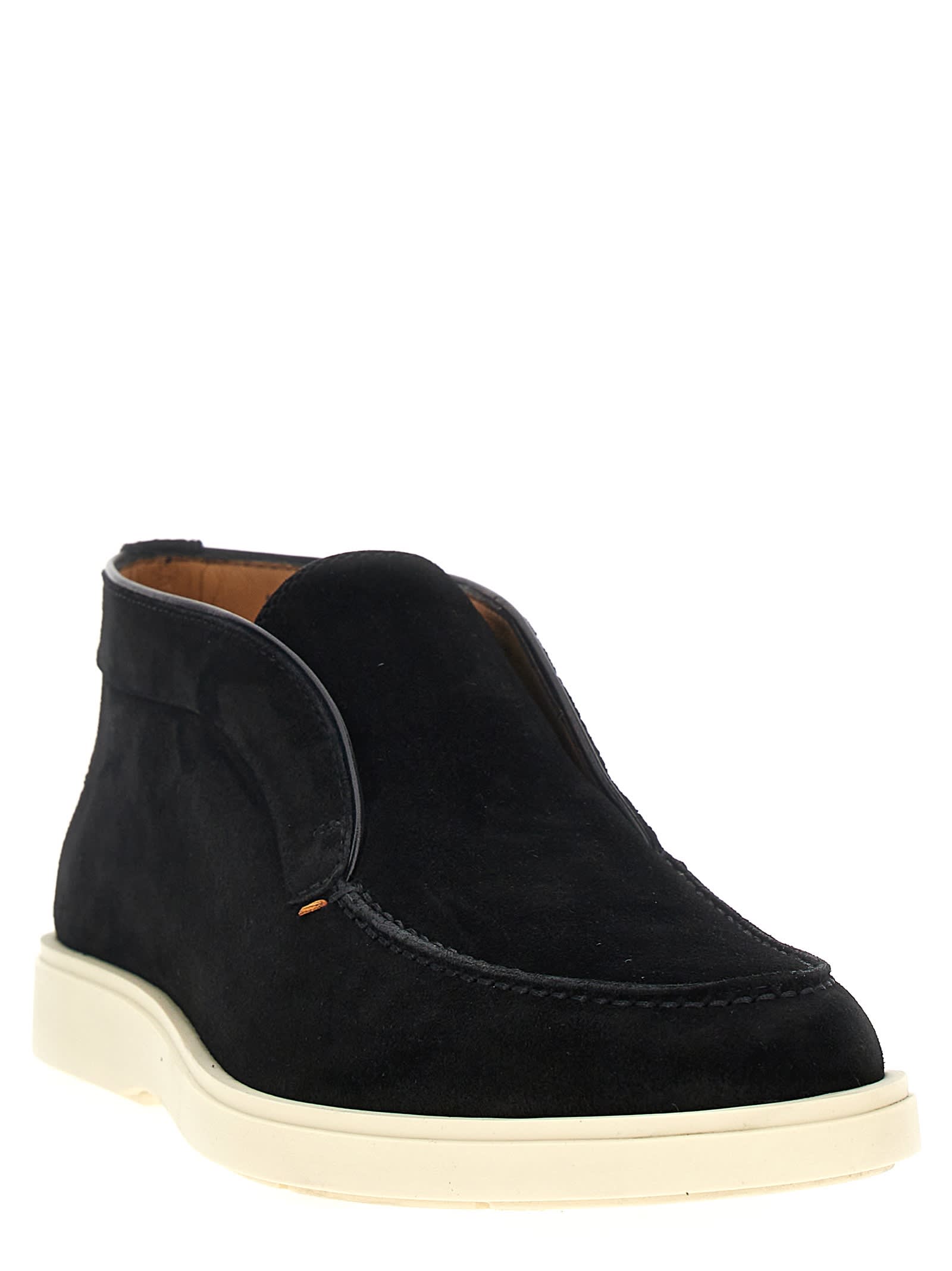 Shop Santoni Suede Boots In Black