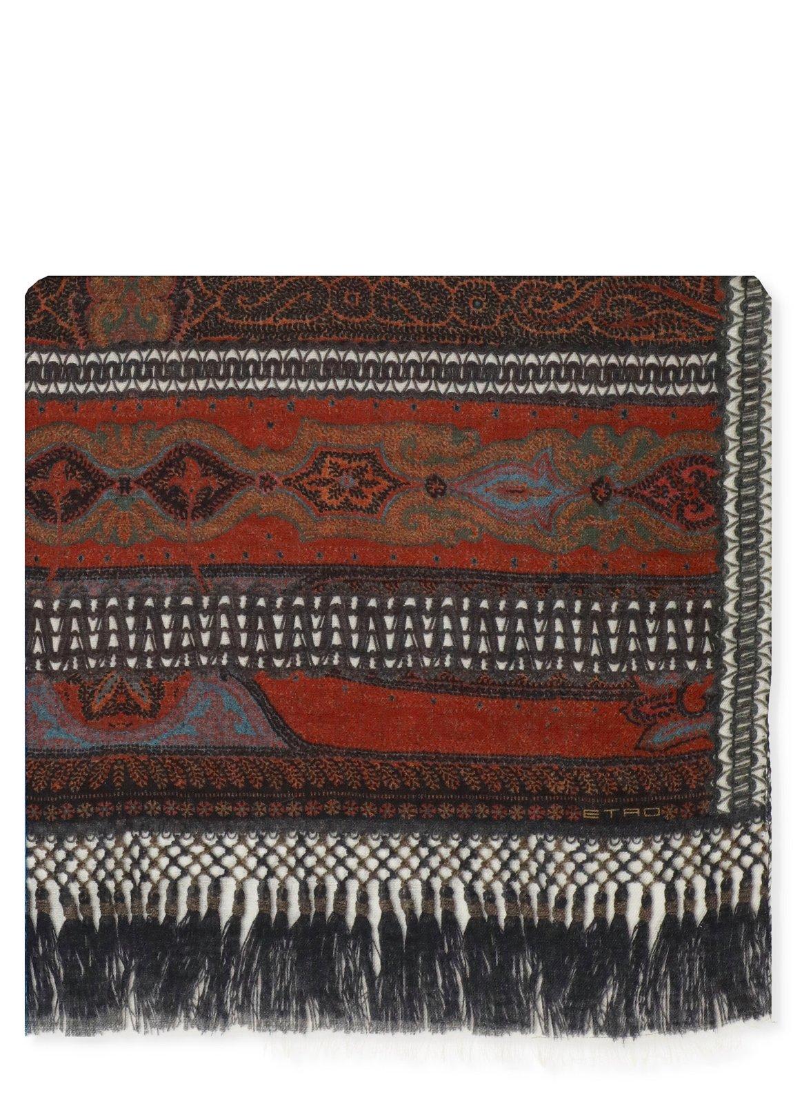 Shop Etro Paisley Fringed Edge Scarf In Multicolour