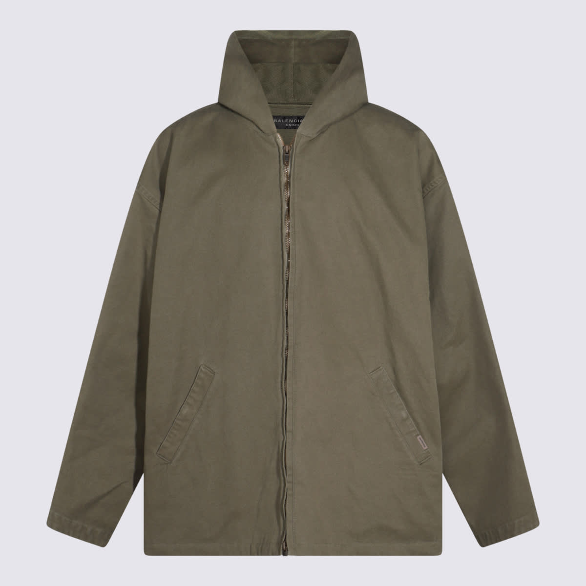 Shop Balenciaga Dark Green Cotton Casual Jacket In Khaki