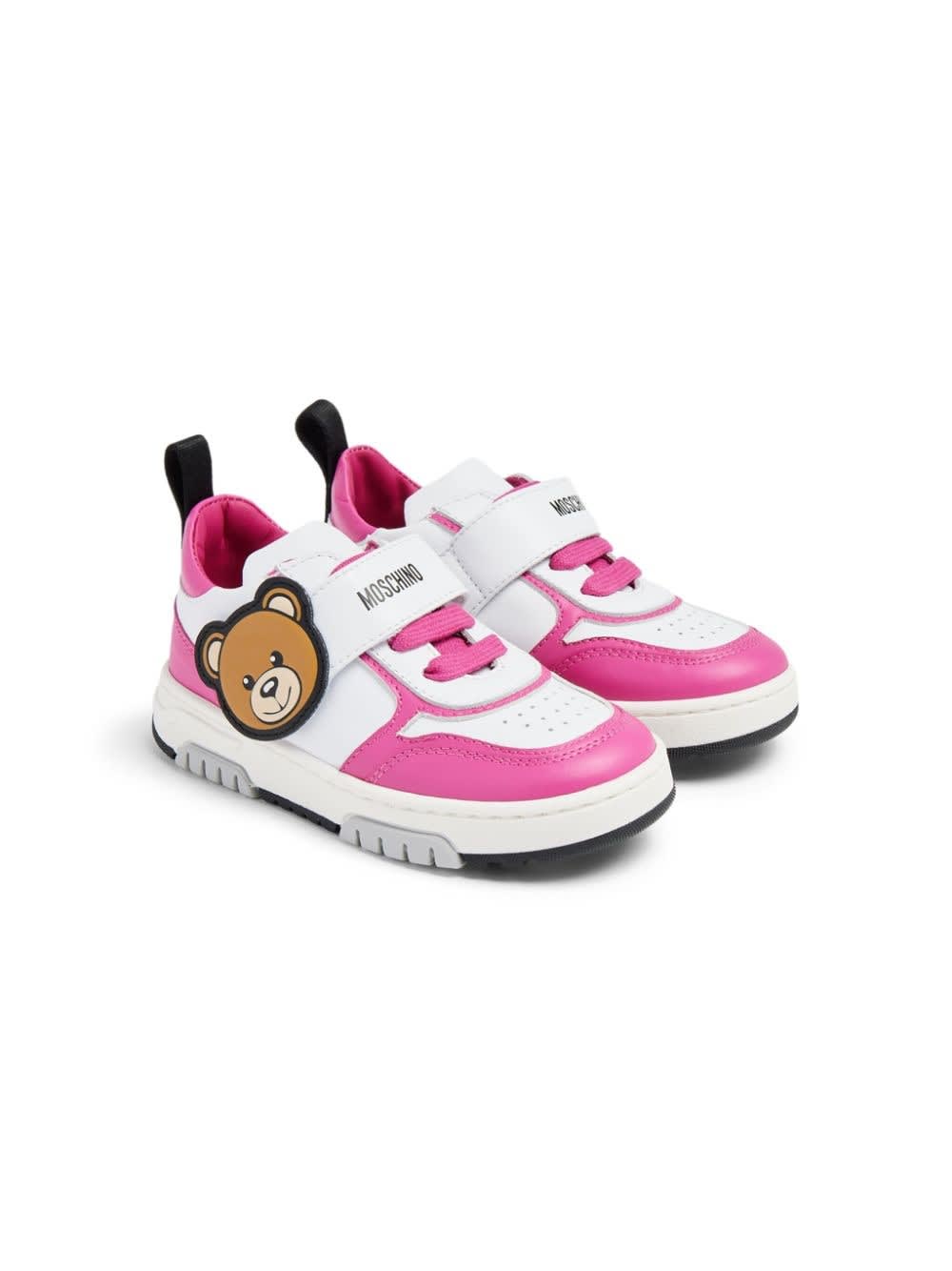 Moschino Kids' Teddy Bear Sneakers In Pink