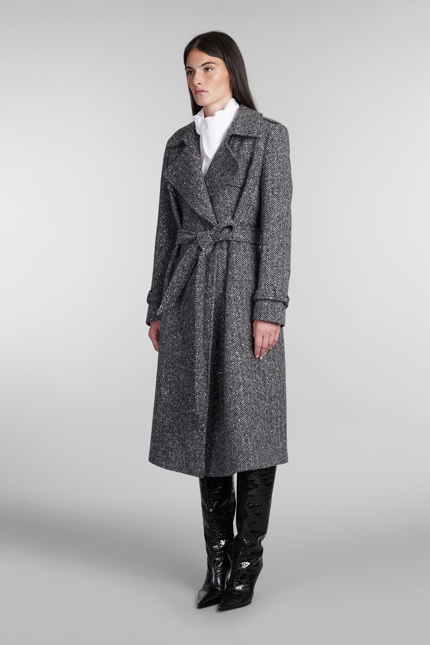 Shop Tagliatore Carola Coat In Grey Wool