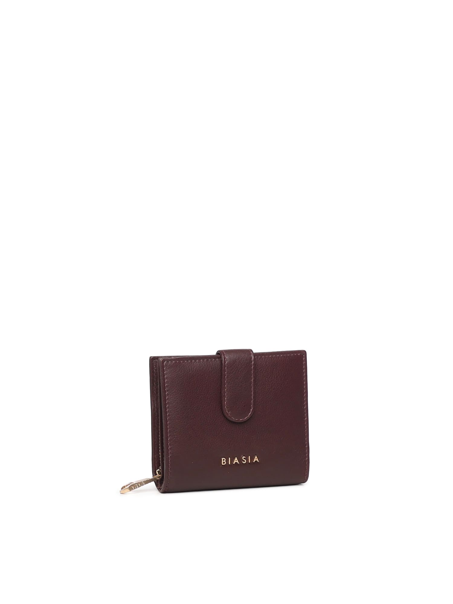 Biasia Leather Wallet With Logo In Brown