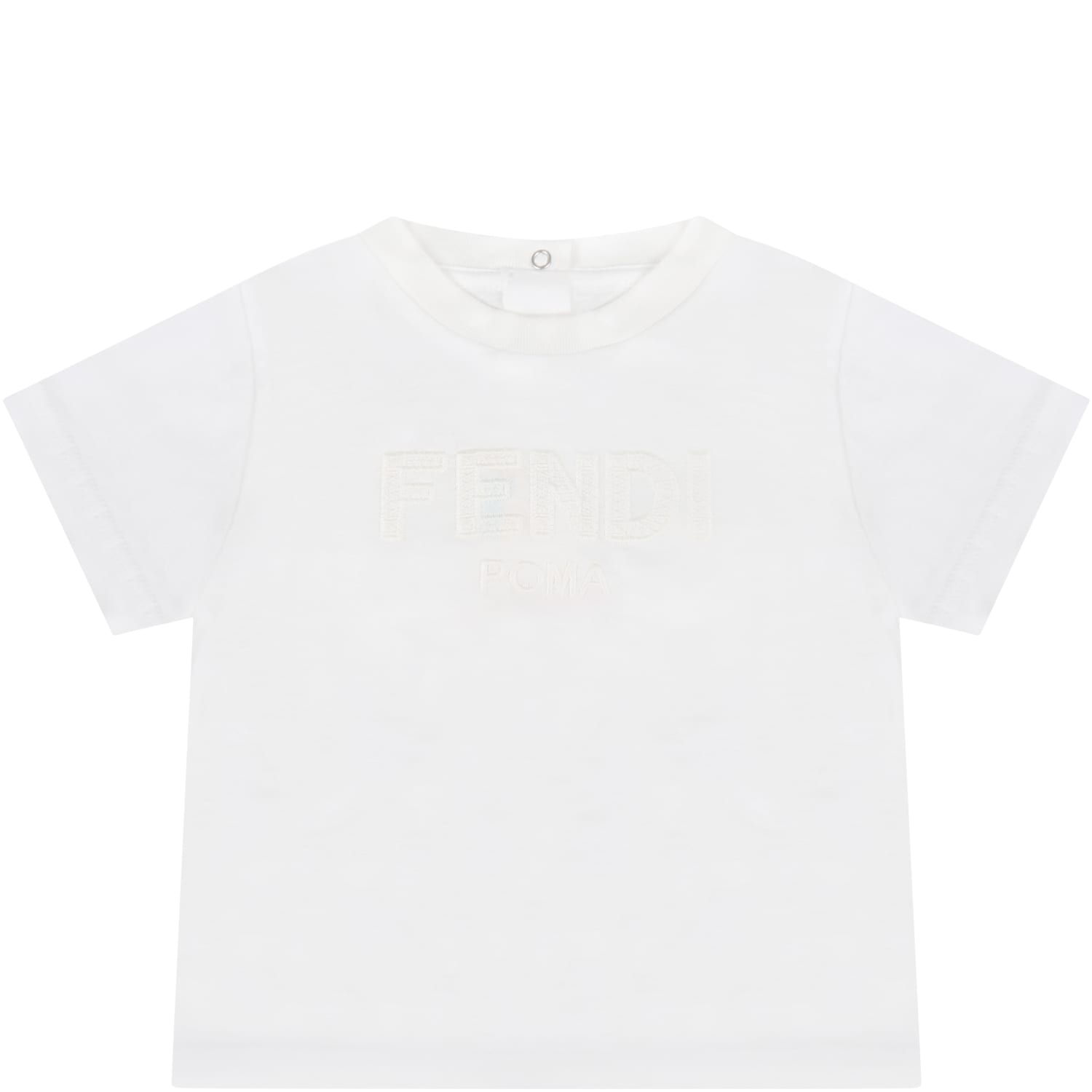 Fendi White T-shirt For Babykids With Logo