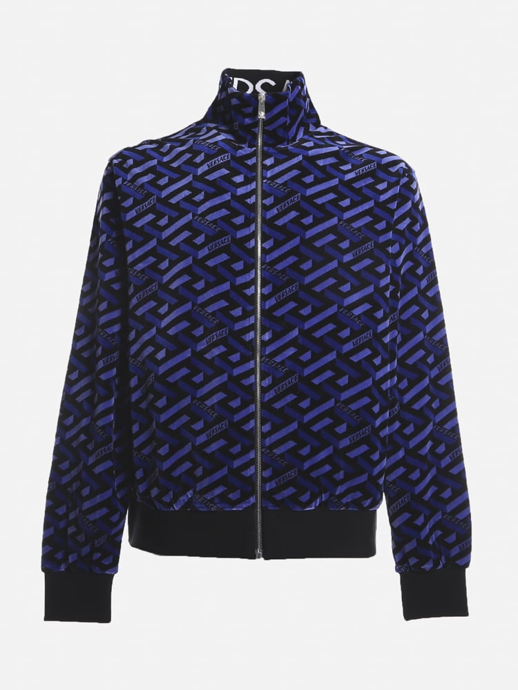 Versace Cotton Jacket With All-over Greek Print