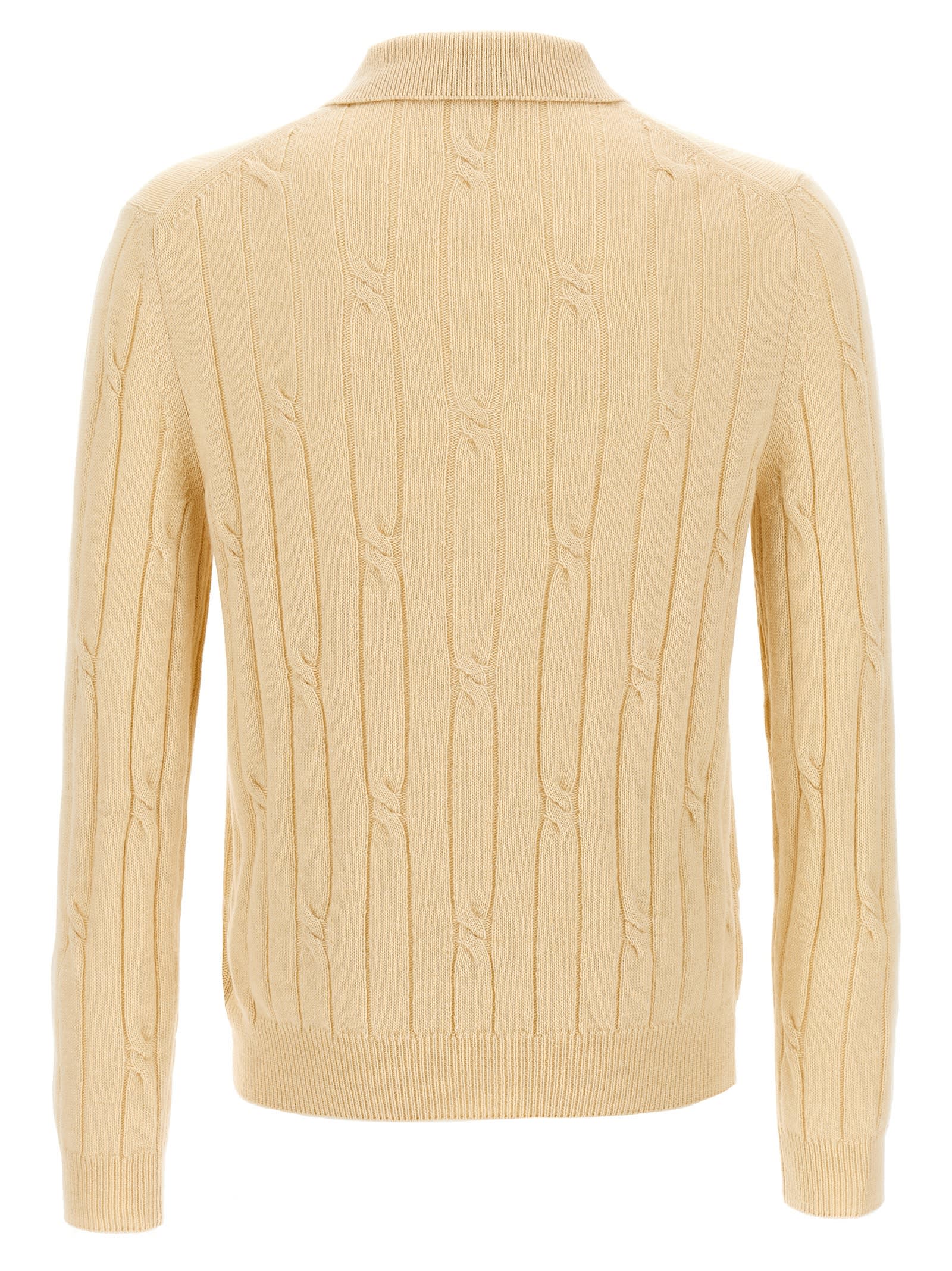 Zanone Wool Braided Pattern Polo Shirt In Neutral