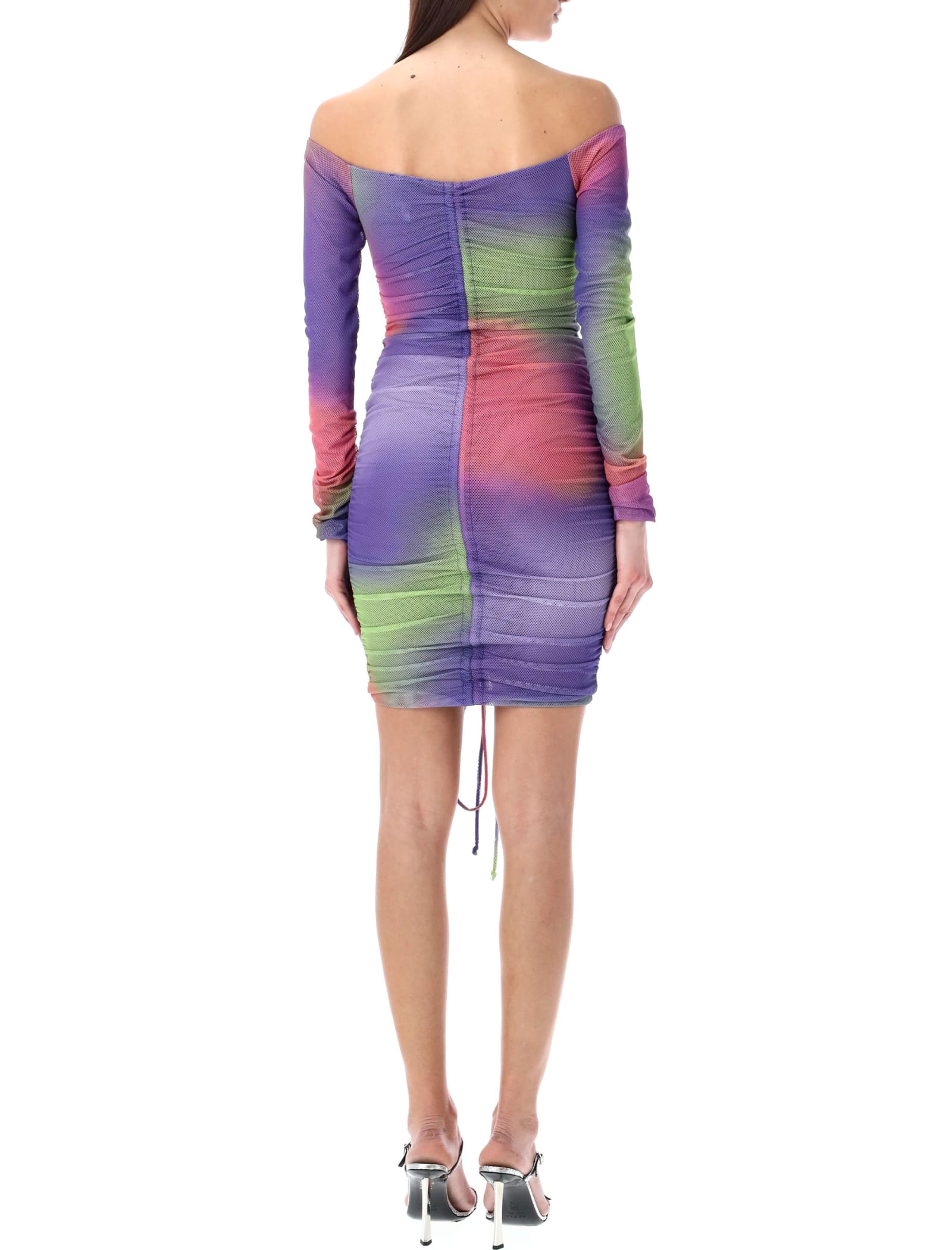 Shop Emporio Armani Camouflage Print Recycled Mesh Dress In Multicolor