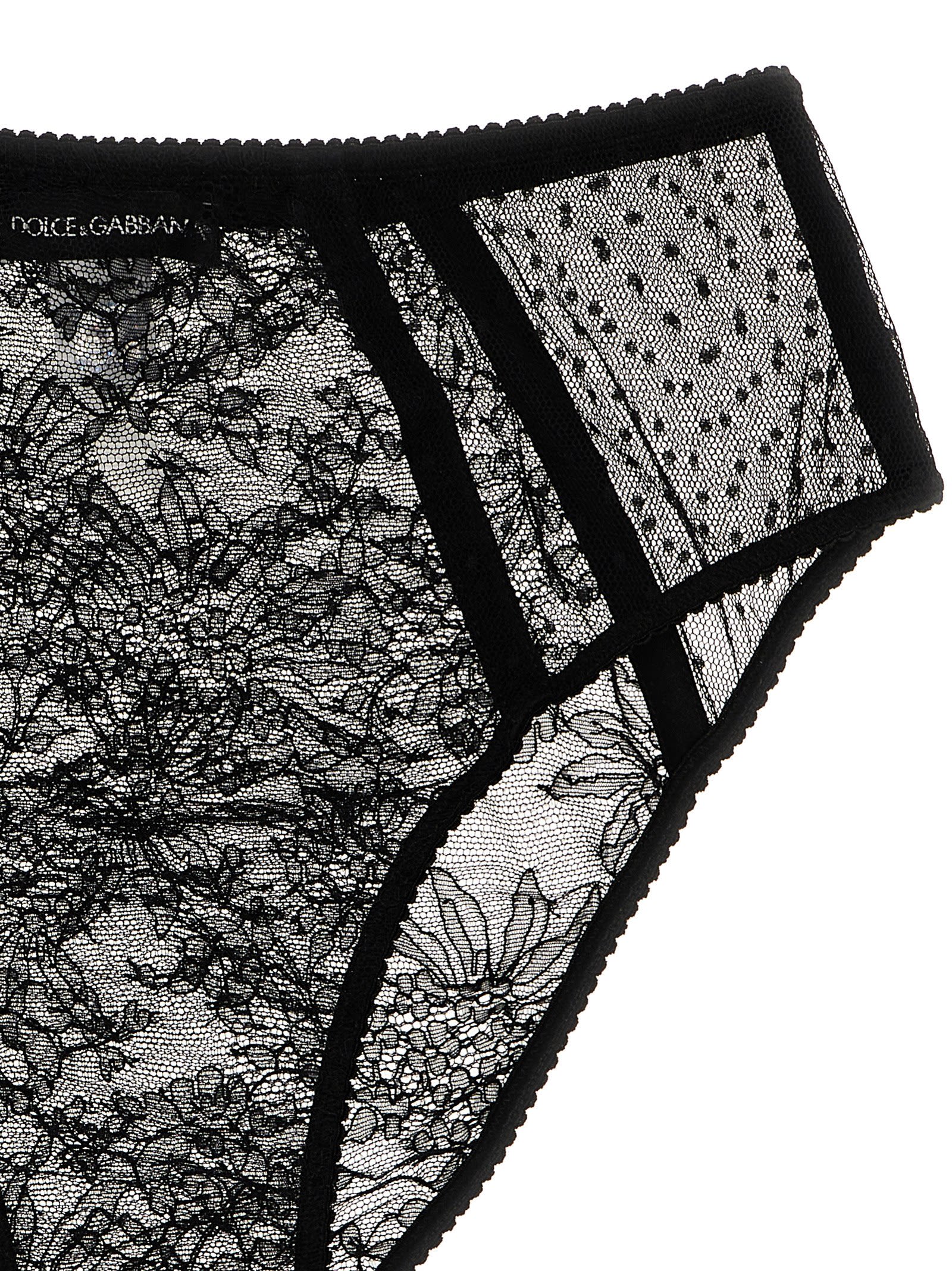 Dolce & Gabbana Lace Briefs High-waist Design Sheer Fabric In Black
