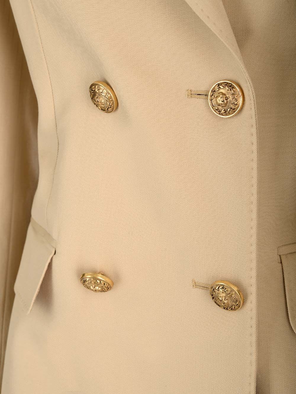 Golden Goose Womens Double-breasted Blazer In Sand With Gold Heraldic Buttons In Sand