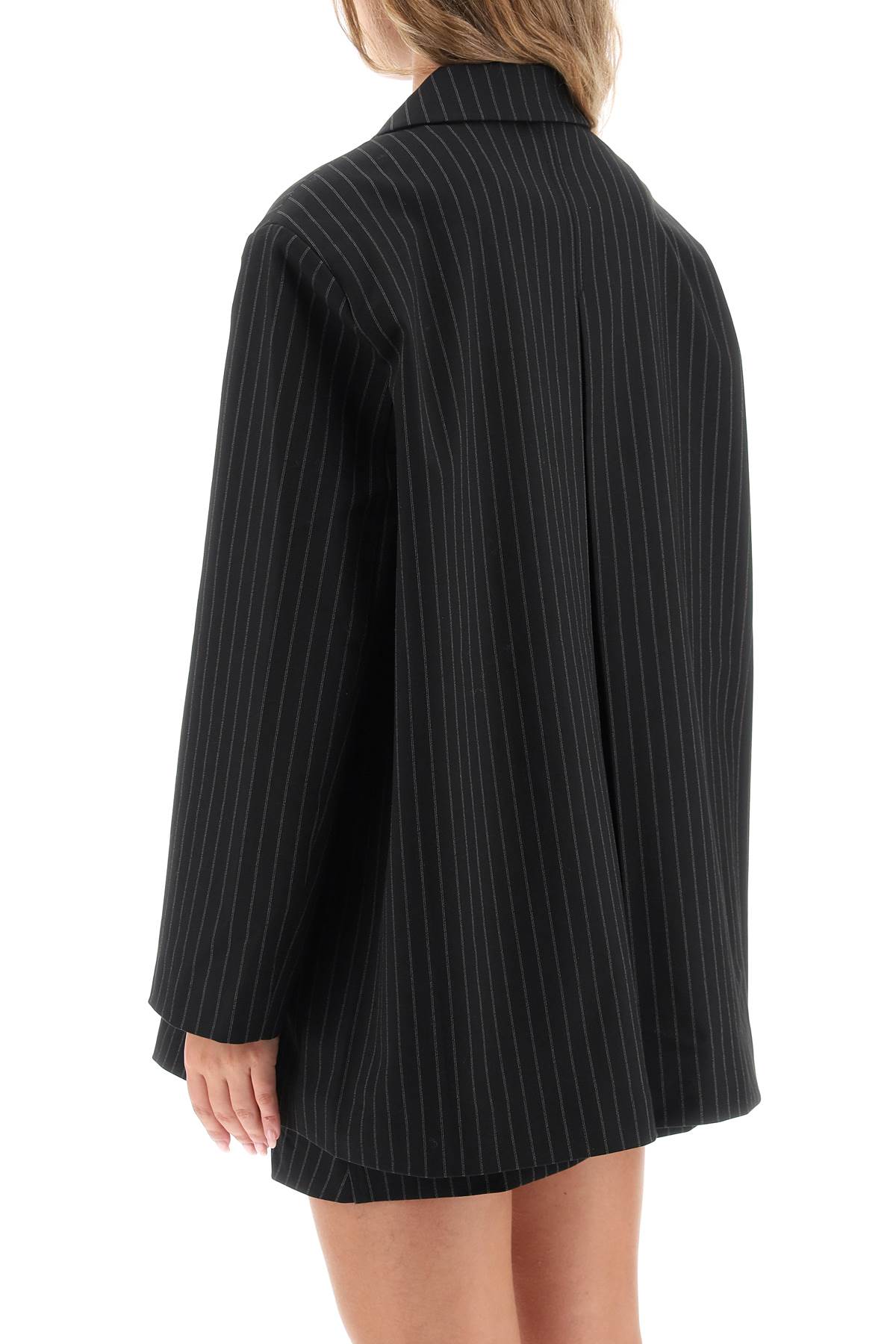 Shop Ganni Pinstriped Single-breasted Blazer In Black (black)