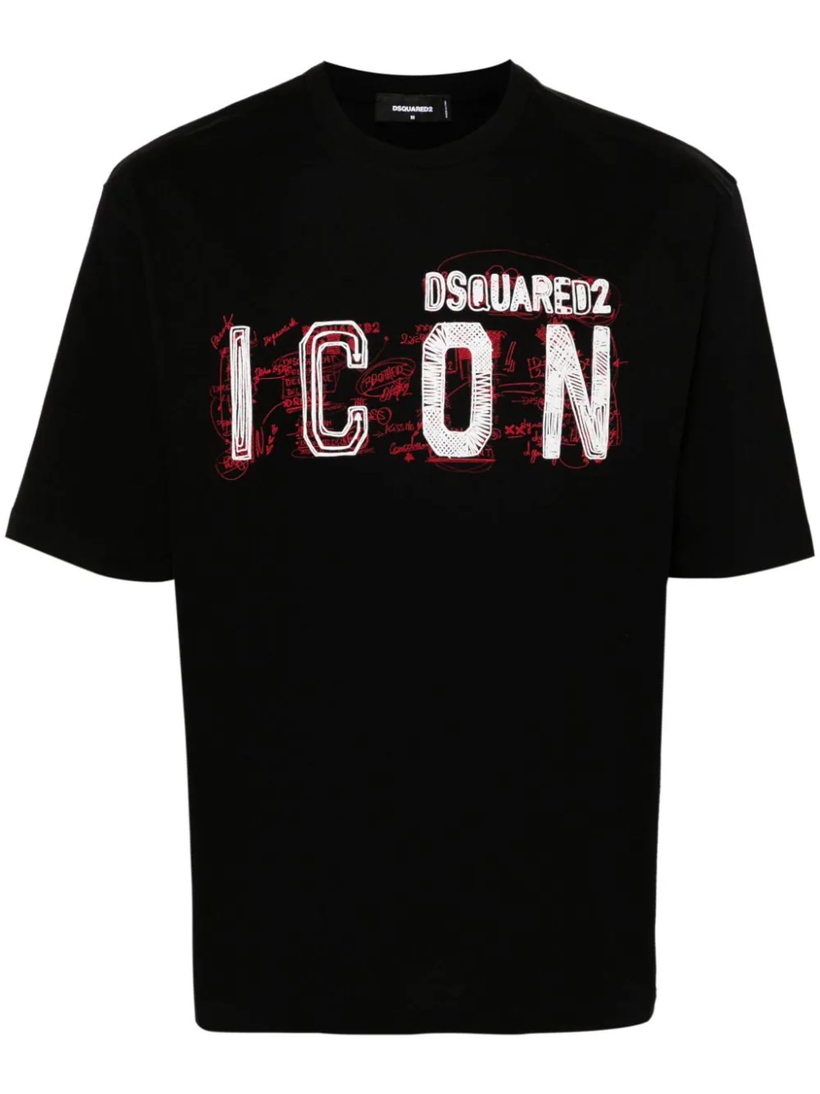 DSQUARED2 BLACK COTTON JERSEY T-SHIRT