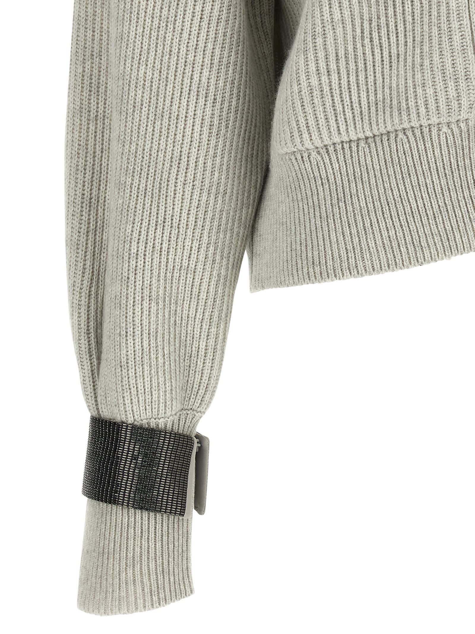 Brunello Cucinelli Monile Cuff Cardigan In Gray