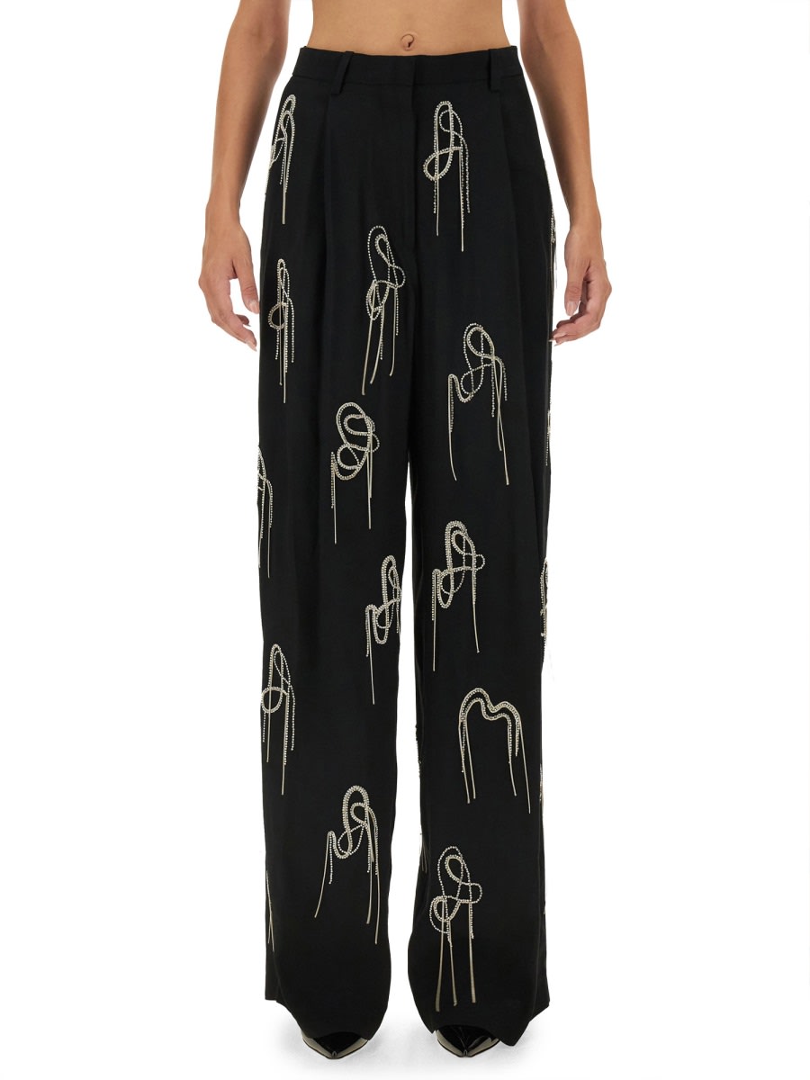 Shop Dries Van Noten Wide Leg Pants In Black