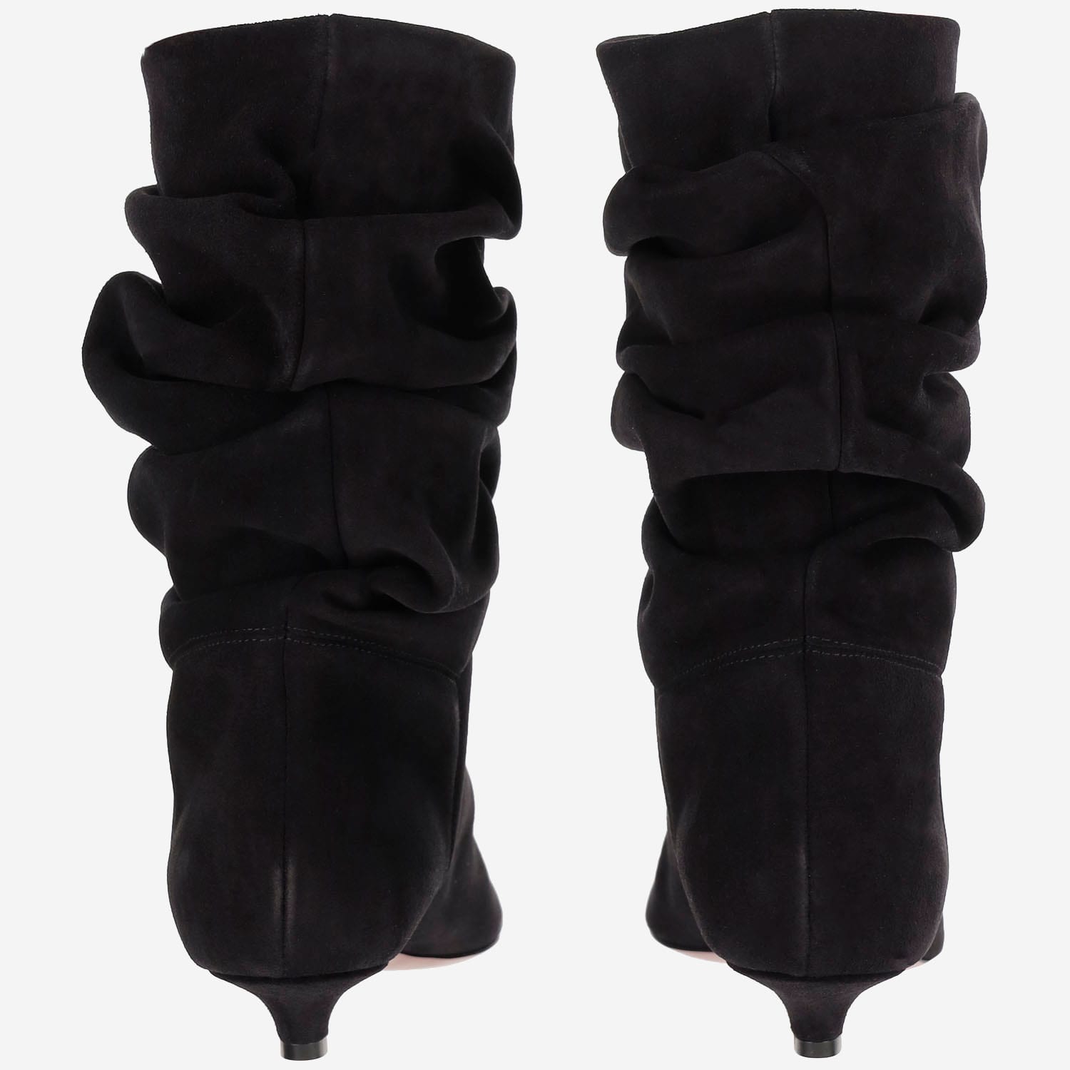 Amina Muaddi Jamie Boots In Suede Leather In Black