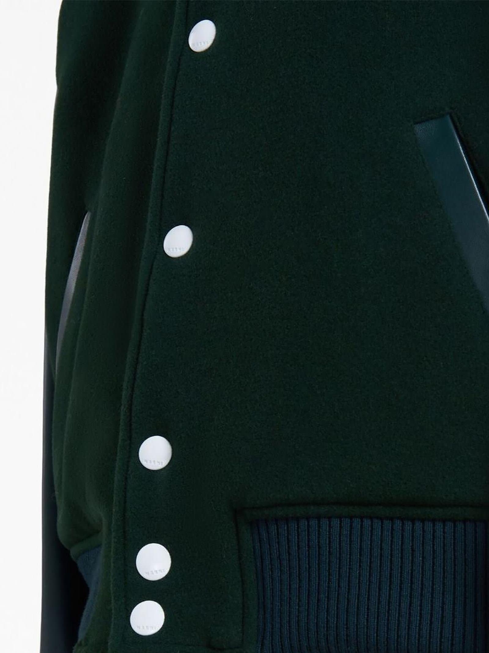 MARNI Logo-Appliquéd Striped Leather and Knitted Varsity Jacket for Men