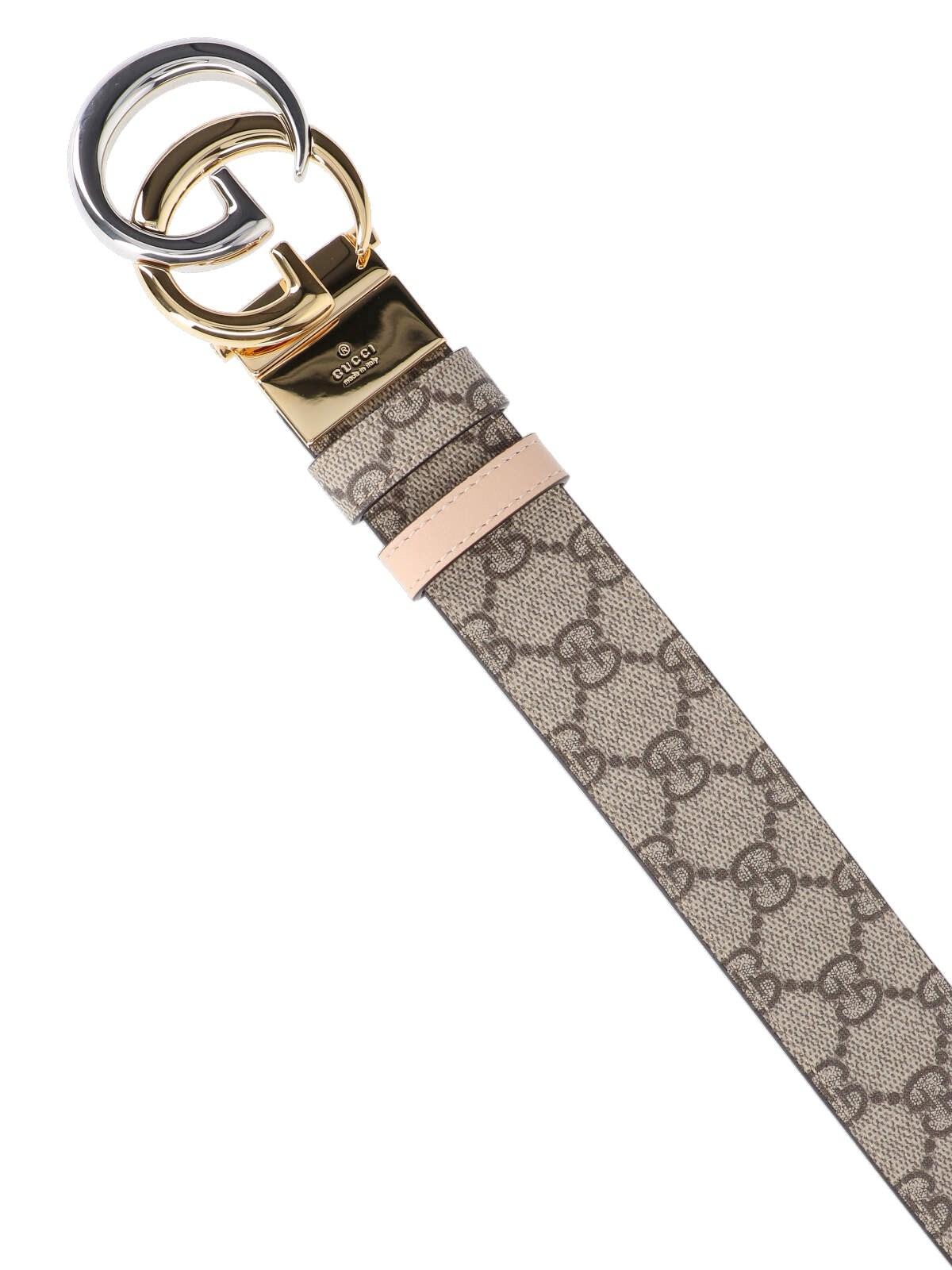 Shop Gucci Gg Marmont Reversible Belt In Grey