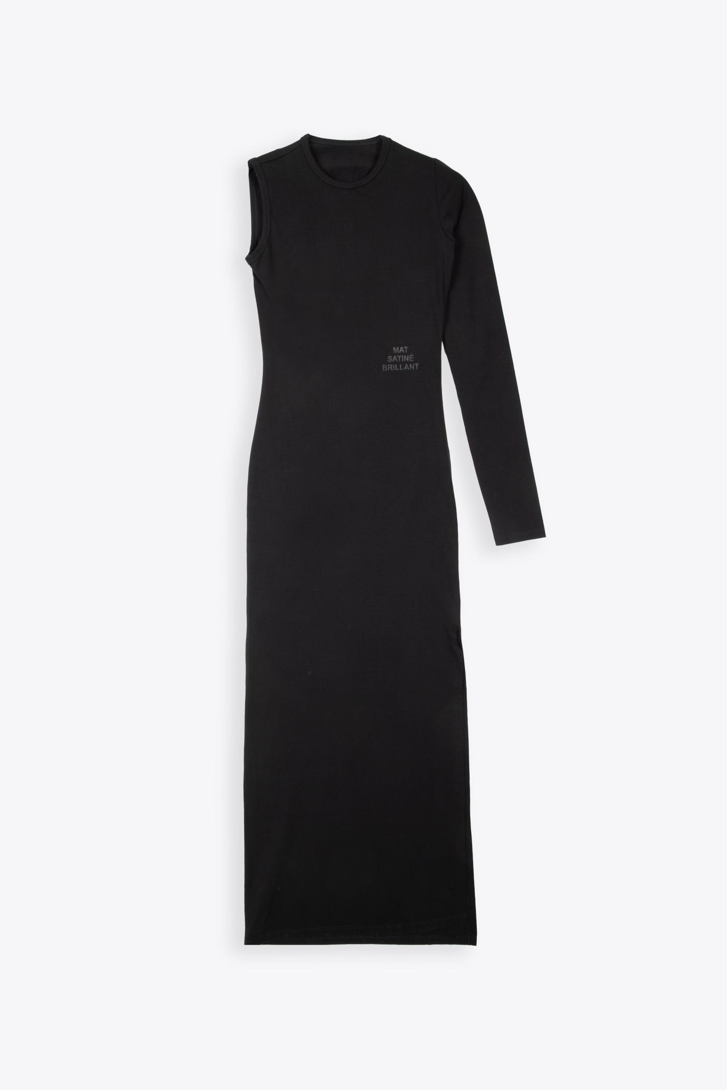 Mm6 Maison Margiela Abito Midi Black Cotton Long Dress With Single Sleeve In Nero