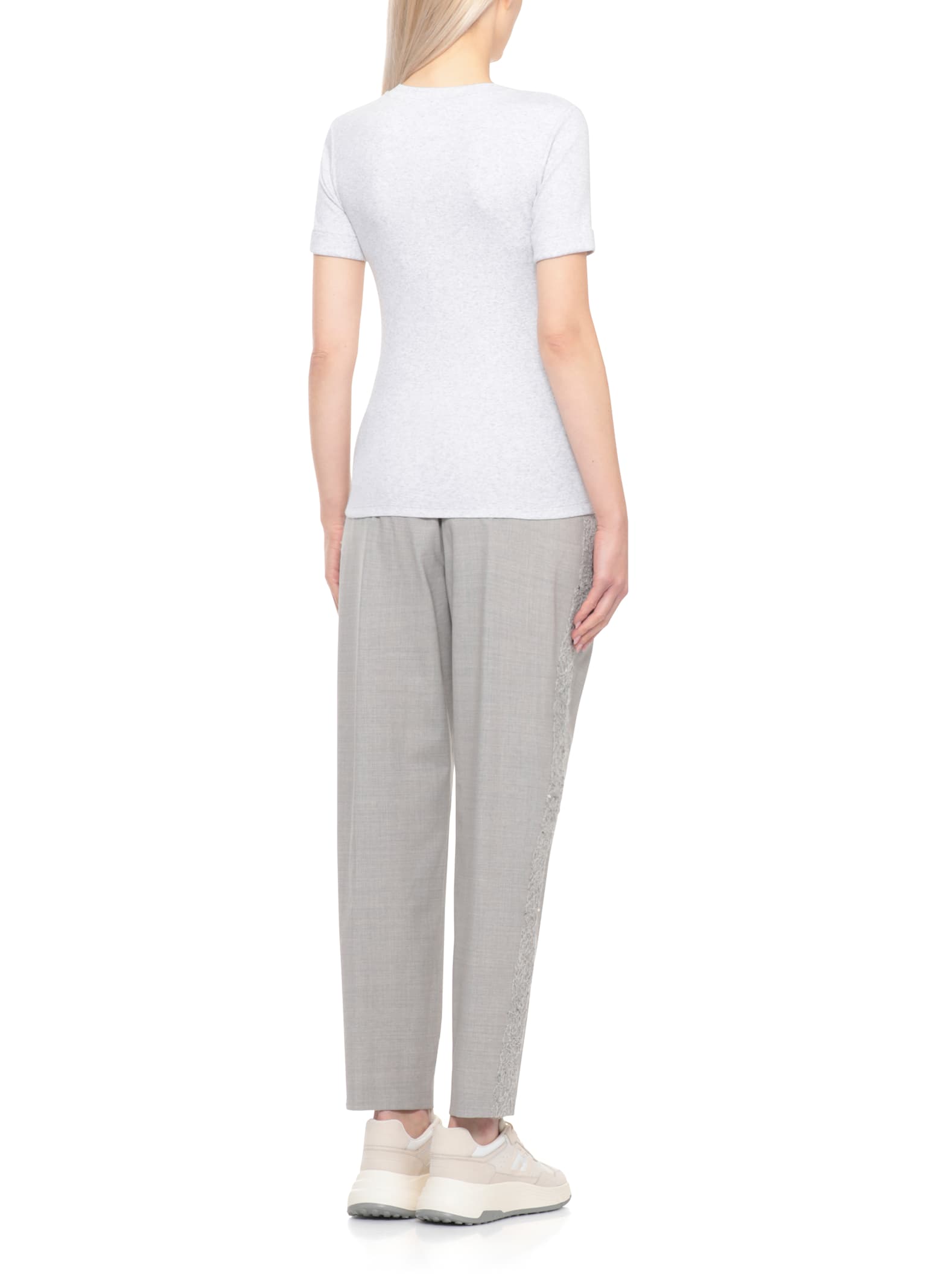 Peserico Fitted Short Sleeve Cotton T-shirt In Gray