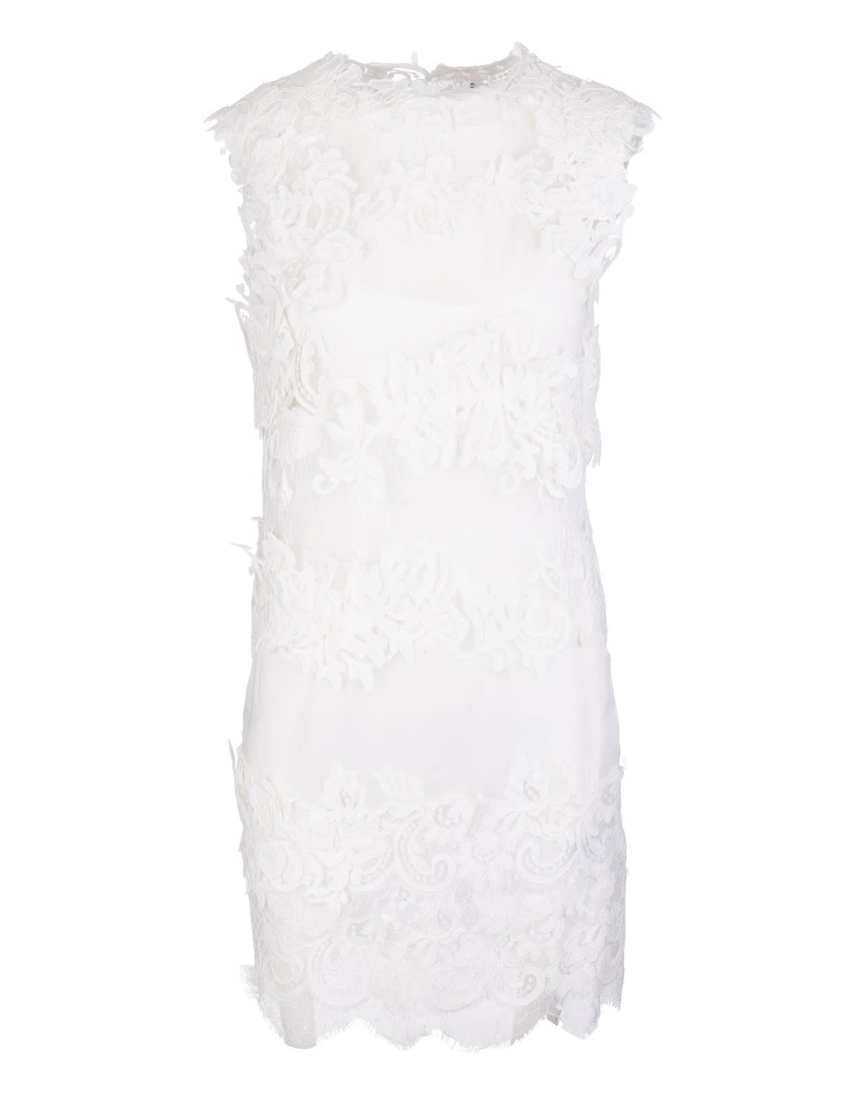 Ermanno Scervino White Mini Dress With Lace Inserts