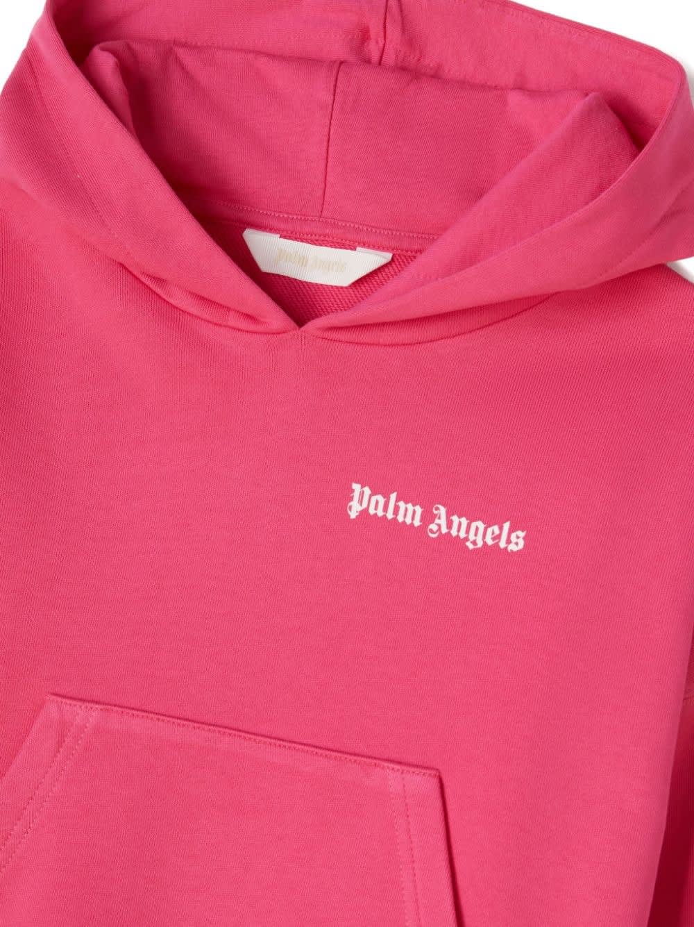 Shop Palm Angels Fuchsia Hoodie With Logo In Pink