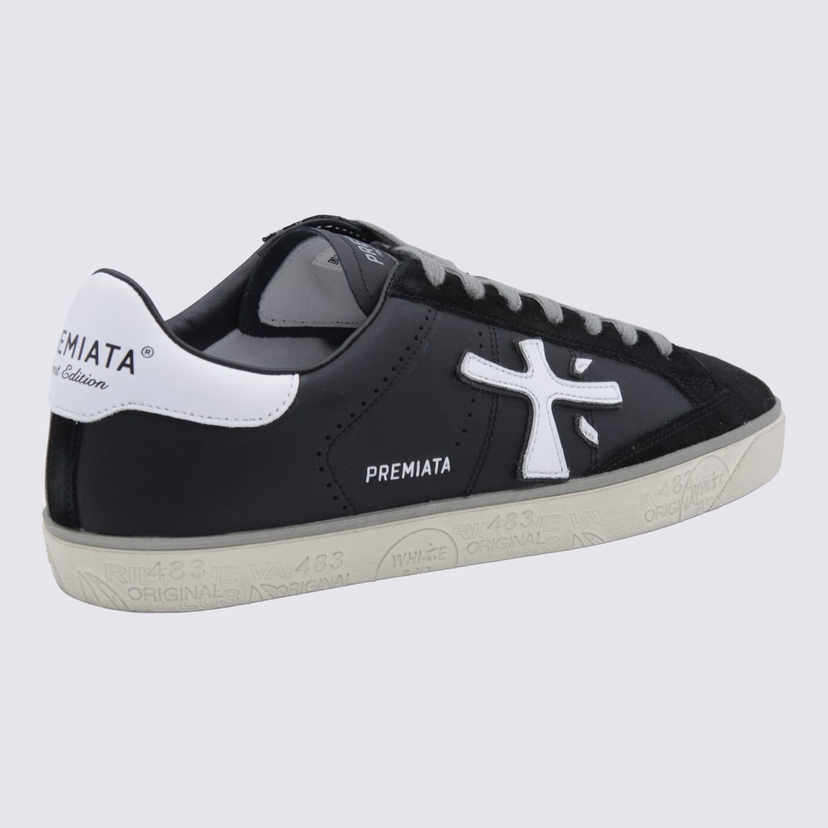 Premiata Black Leather Steven Sneakers In Black