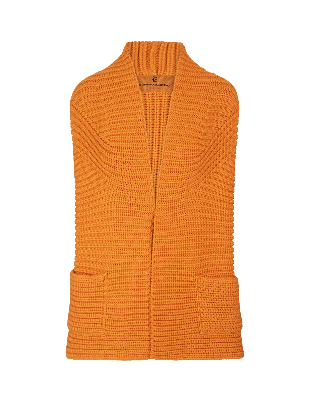 Ermanno Scervino Oversize Cardigan-vest In Orange Wool Knit