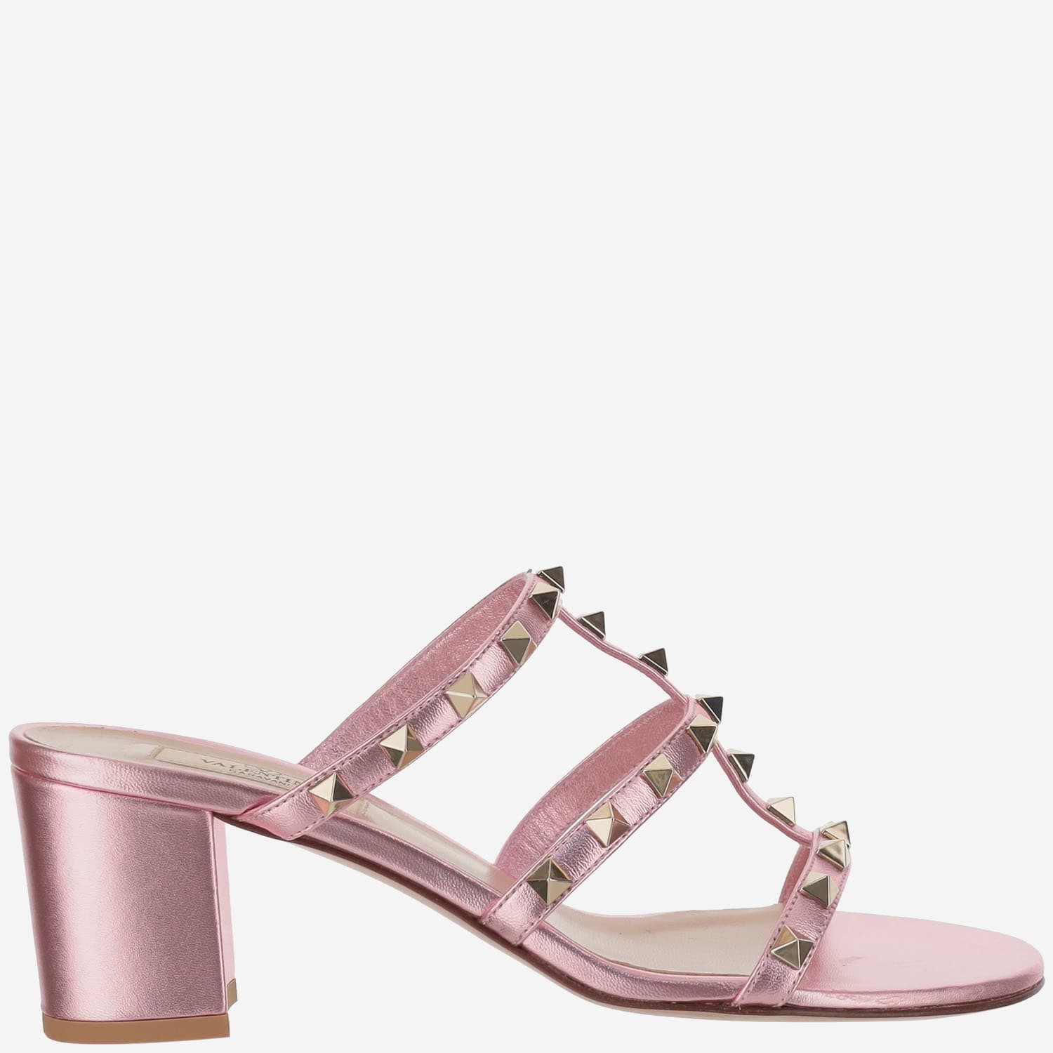 60mm Laminated Nappa Leather Rockstud Slide Sandal