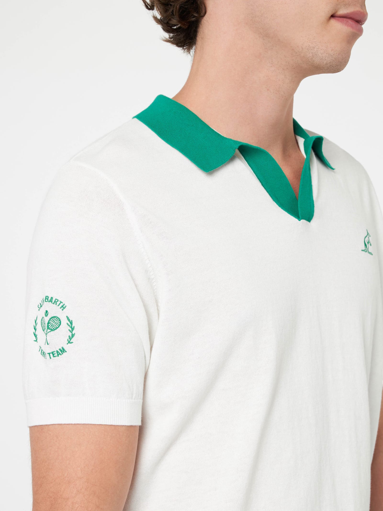 Mc2 Saint Barth Man Off-cream Knitted Polo Shirt Newcomb Australian Brand Special Edition In White