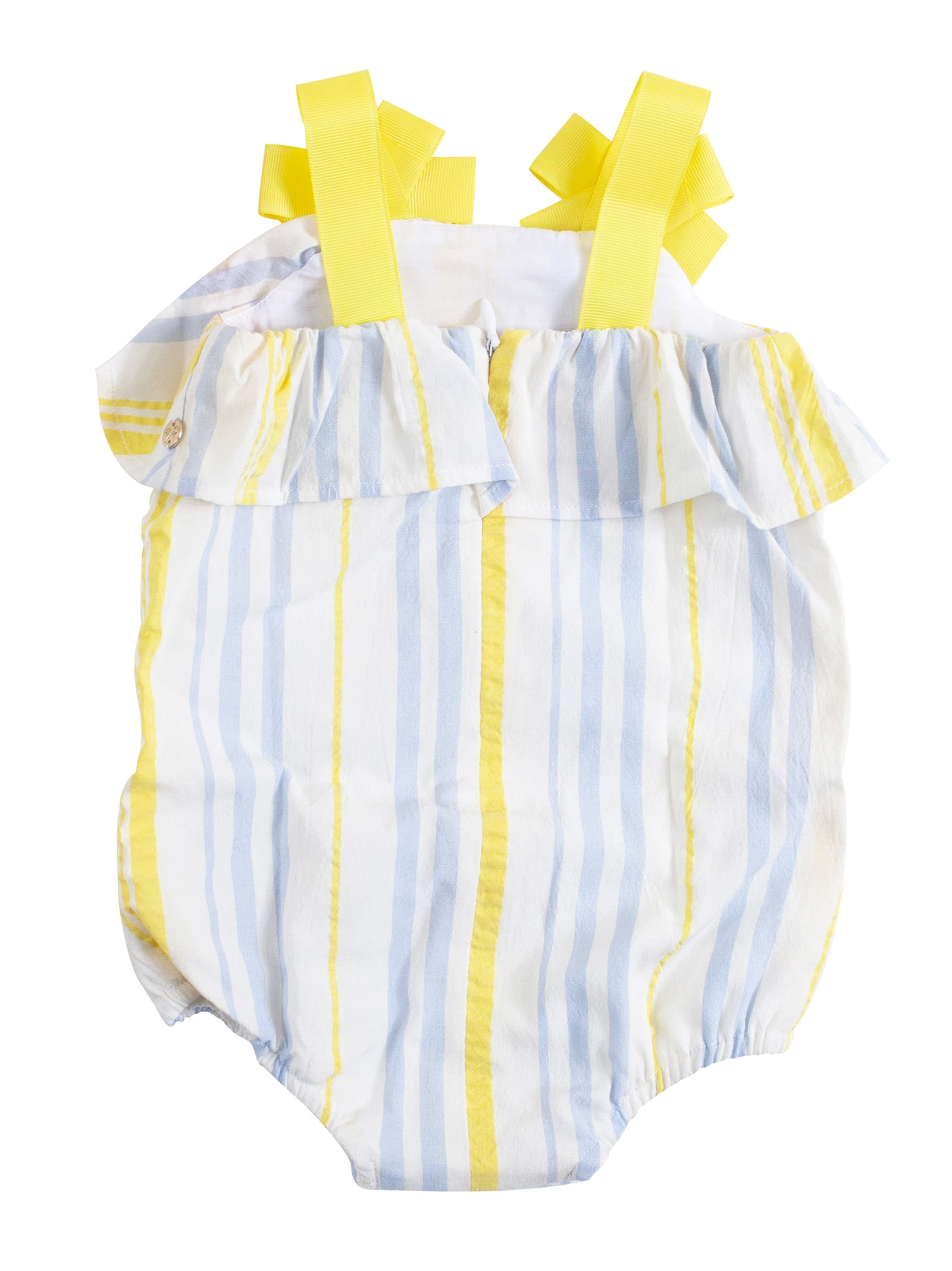 Lili Gaufrette Babies' Newborn Striped Romper In White