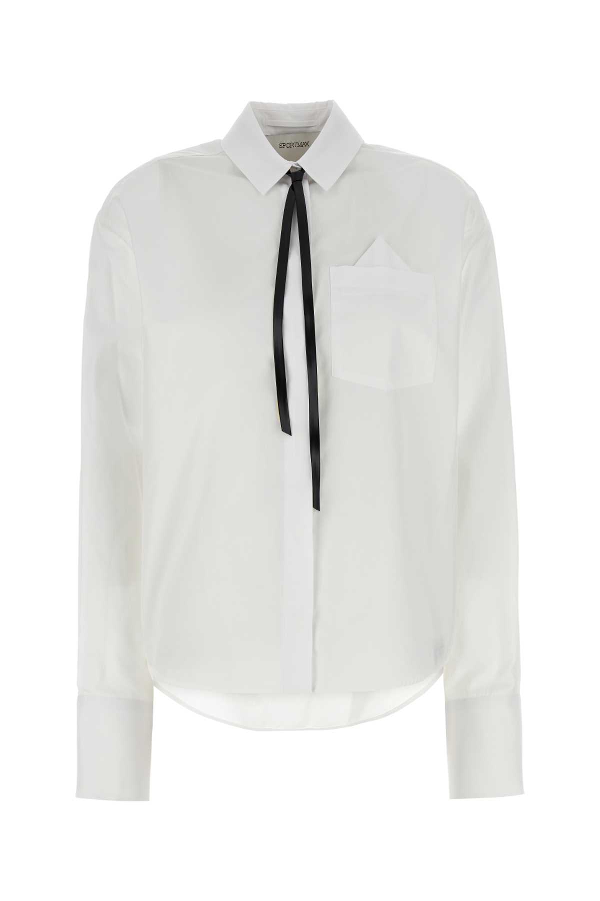 Shop Sportmax White Poplin Gesso Shirt In Bianco Ottico