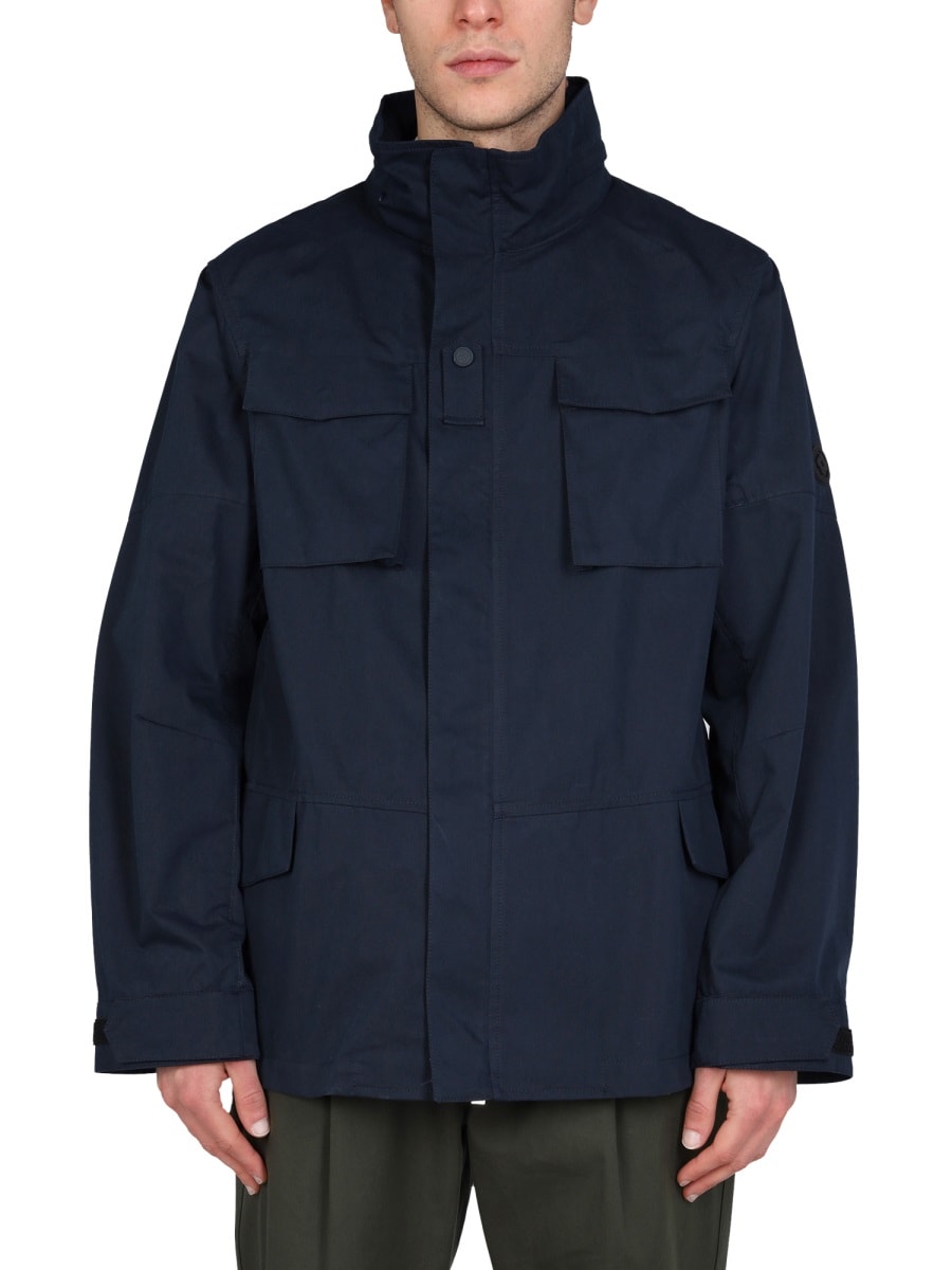 Shop Lardini Double Fabric Jacket In Blue