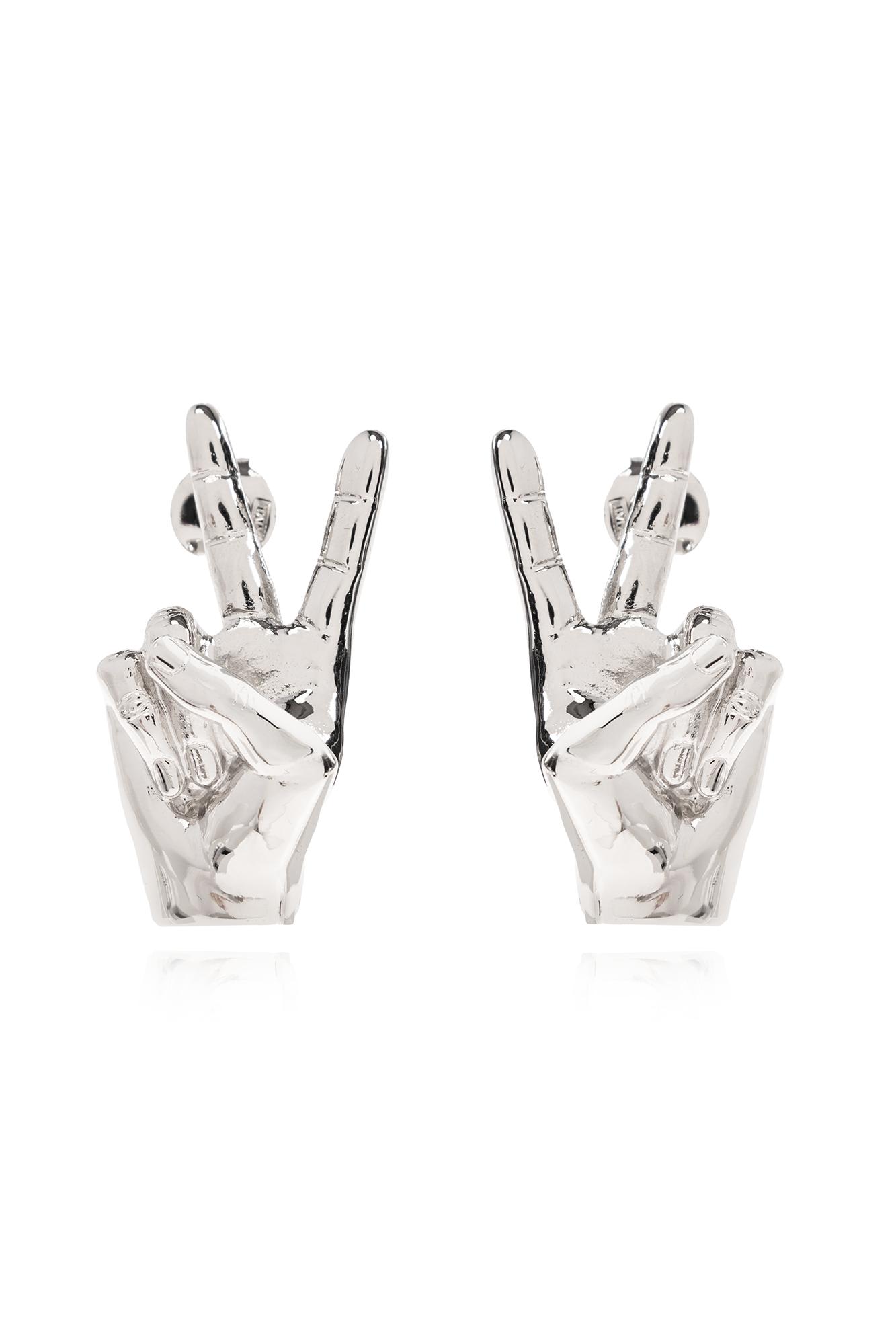Shop Y/project Y Project Earrings With Hand Motif In Silver