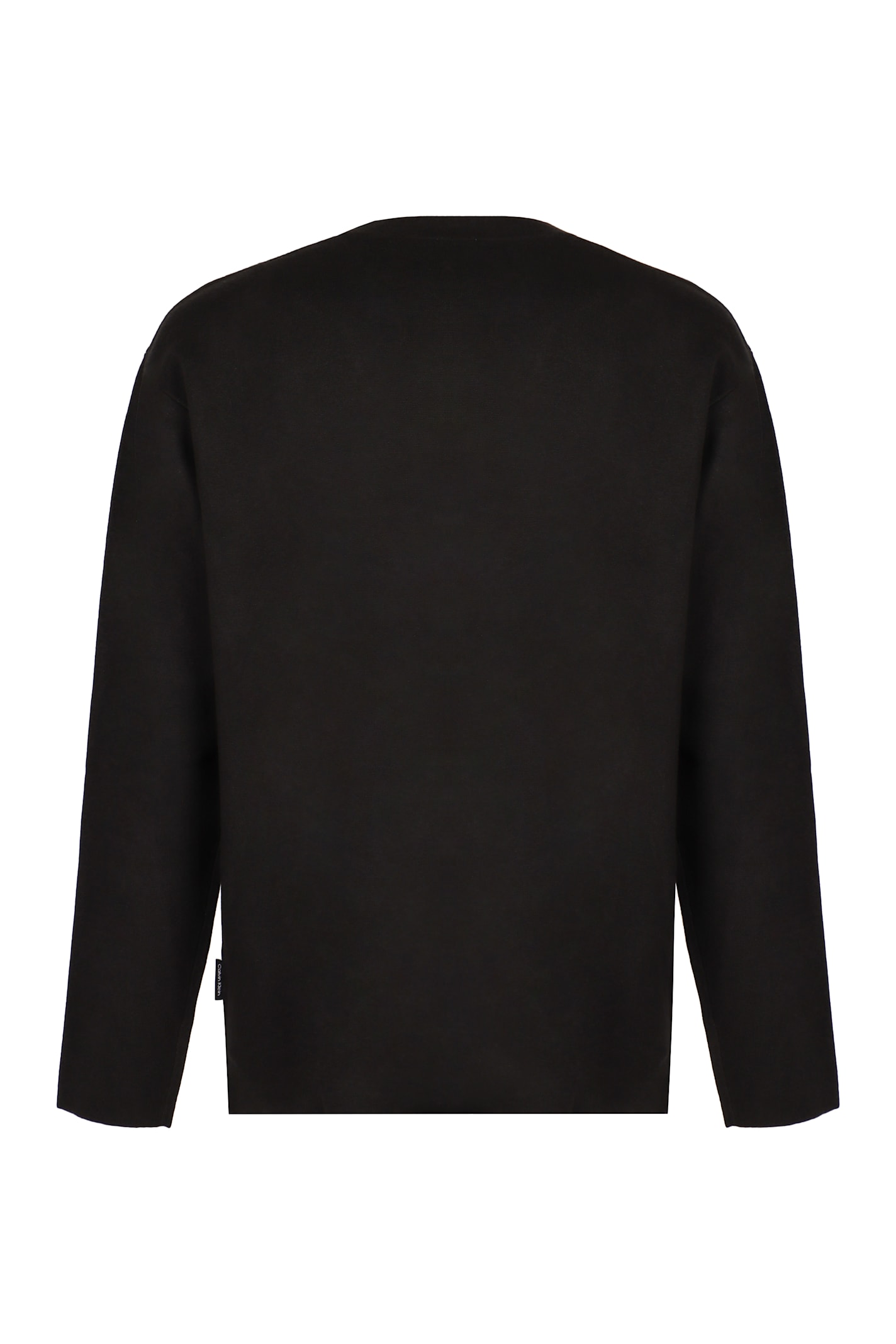 Calvin Klein Fine Knit Crew-neck Sweater In Black