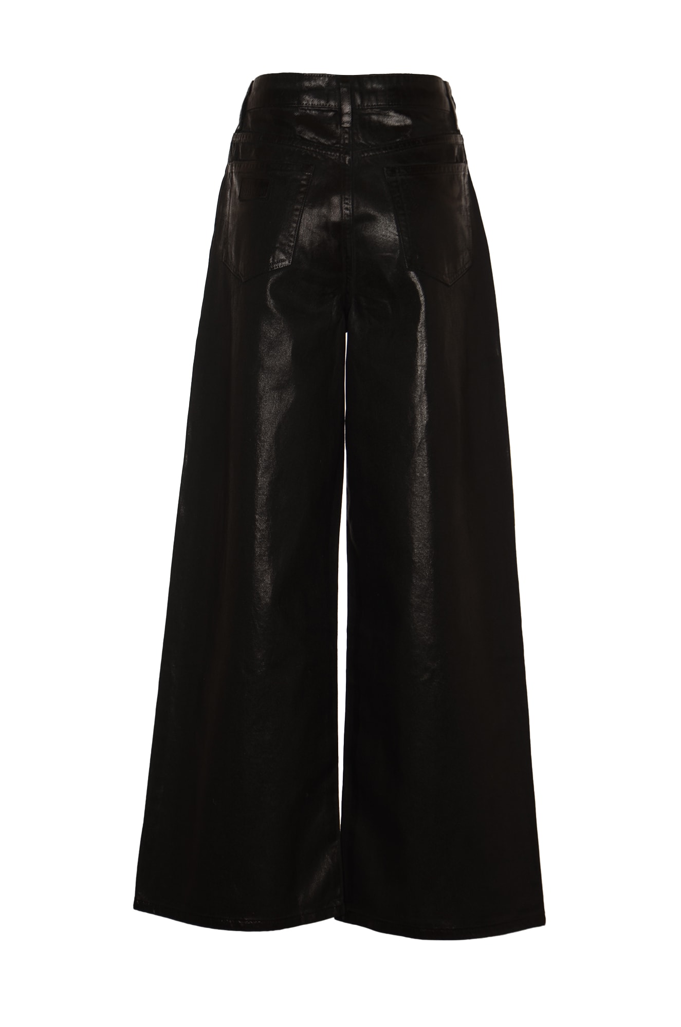 Shop Ganni Buttoned Glossy Jeans In Black