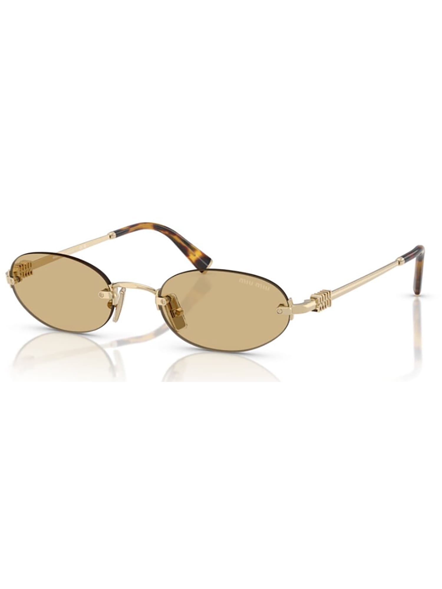 Miu Miu Eyewear Oval Frame Sunglasses In Gold