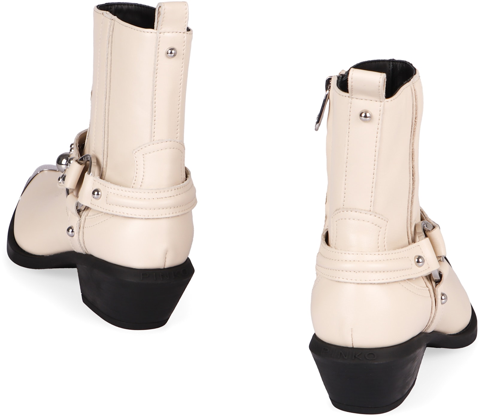 Shop Pinko Western-style Boots In Ivory