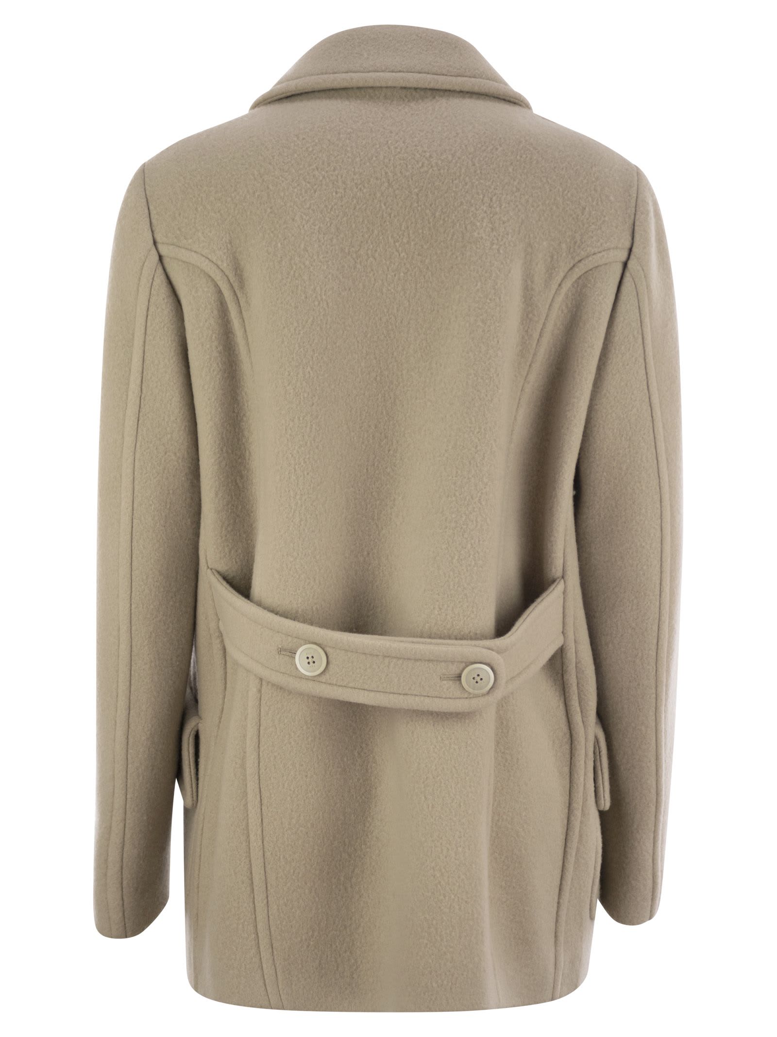 Fay Wool And Cashmere Peacoat In Beige