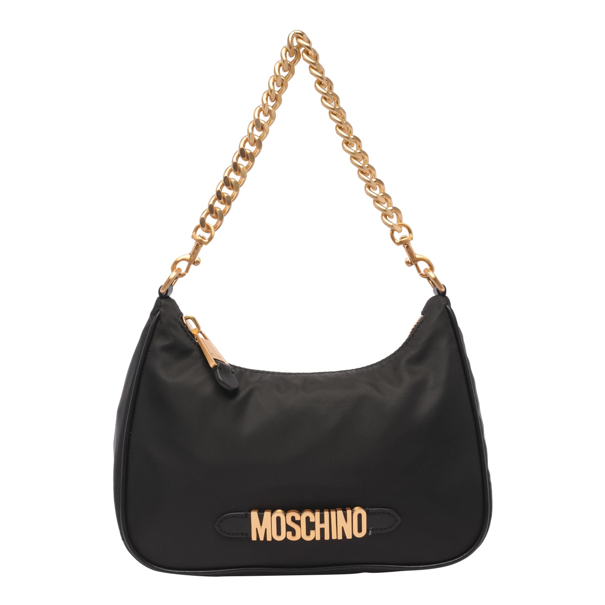 Shop Moschino Lettering Logo Hobo Bag In Black