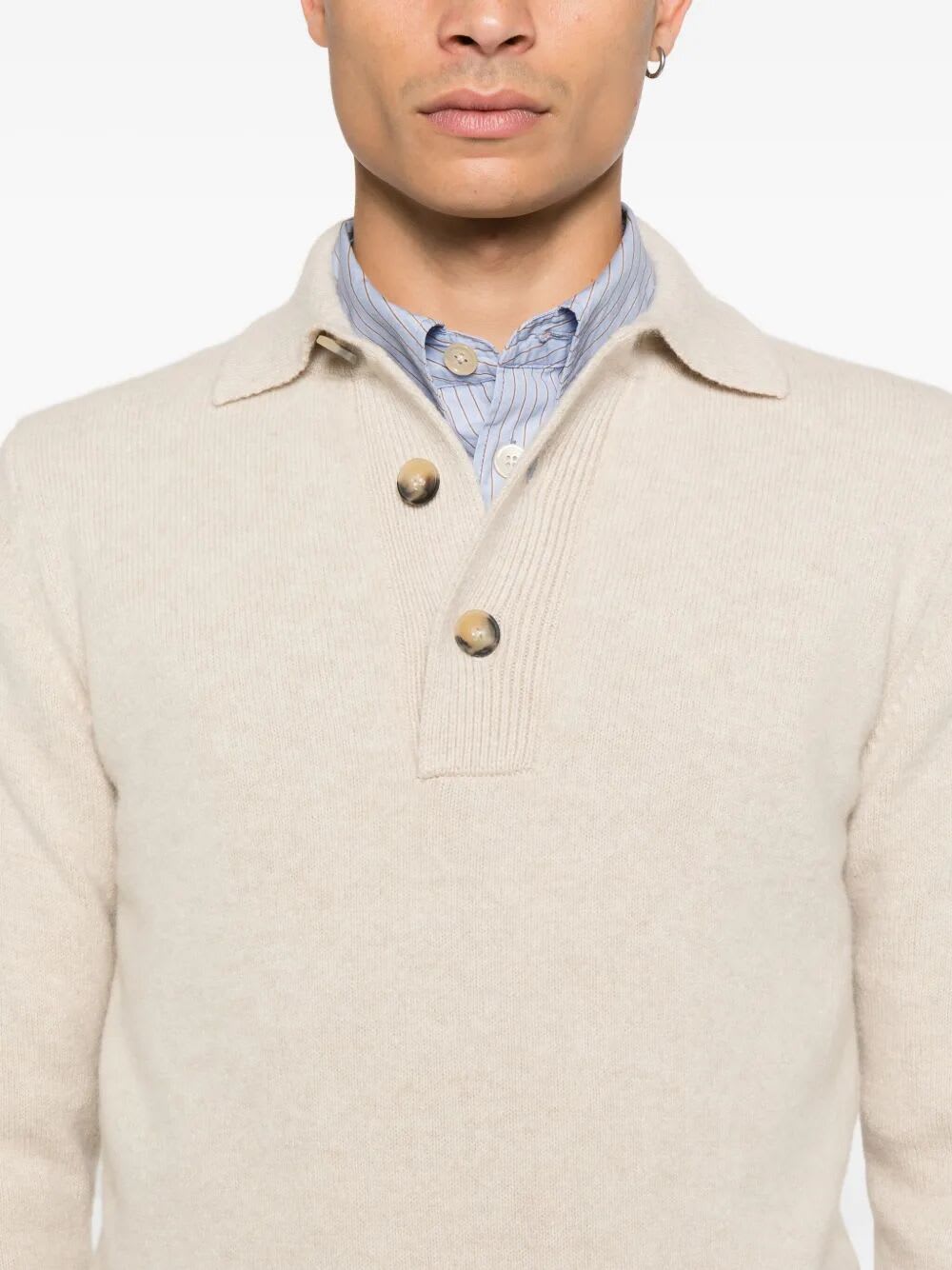 Filippo De Laurentiis Polo Sweater Ls In Neutral