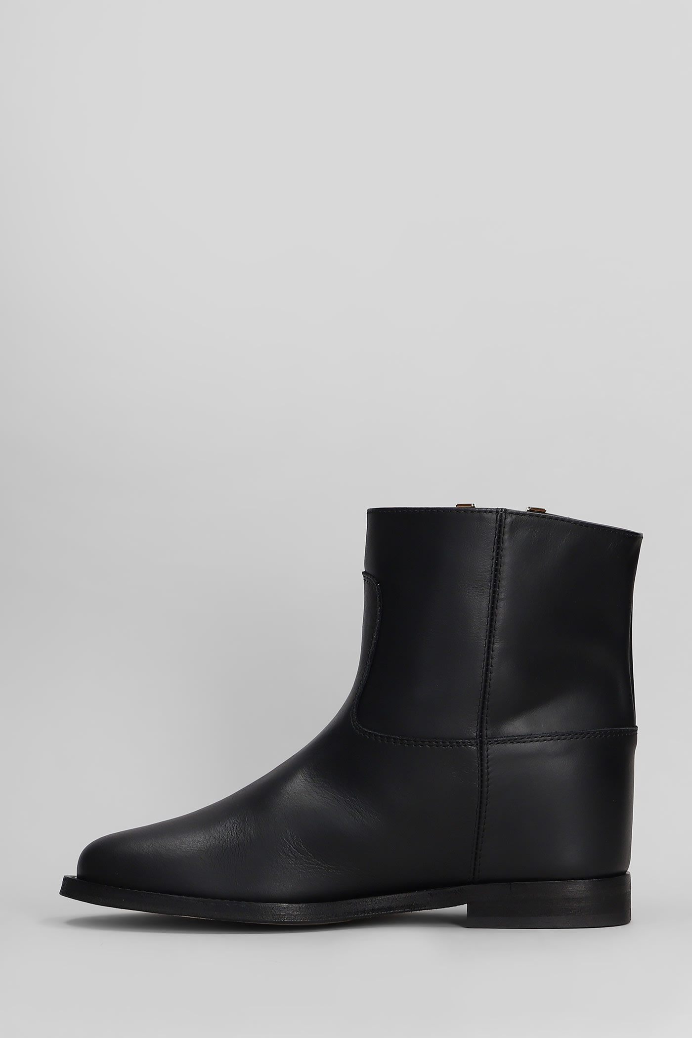 Via Roma 15 Ankle Boots Inside Wedge In Black Leather In Black